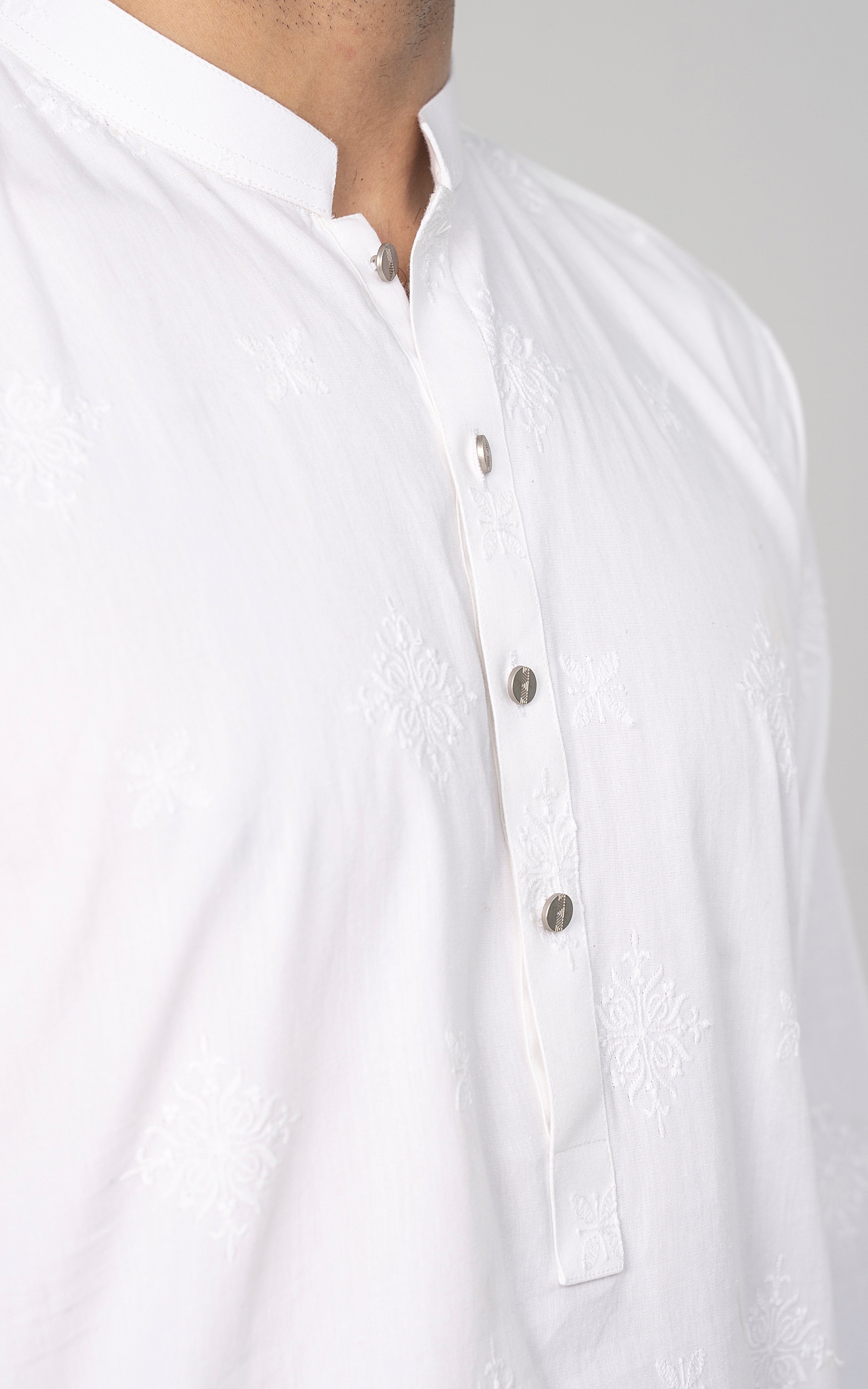 SPRAY EMBROIDERED KURTA- SIGNATURE COLLECTION WHITE