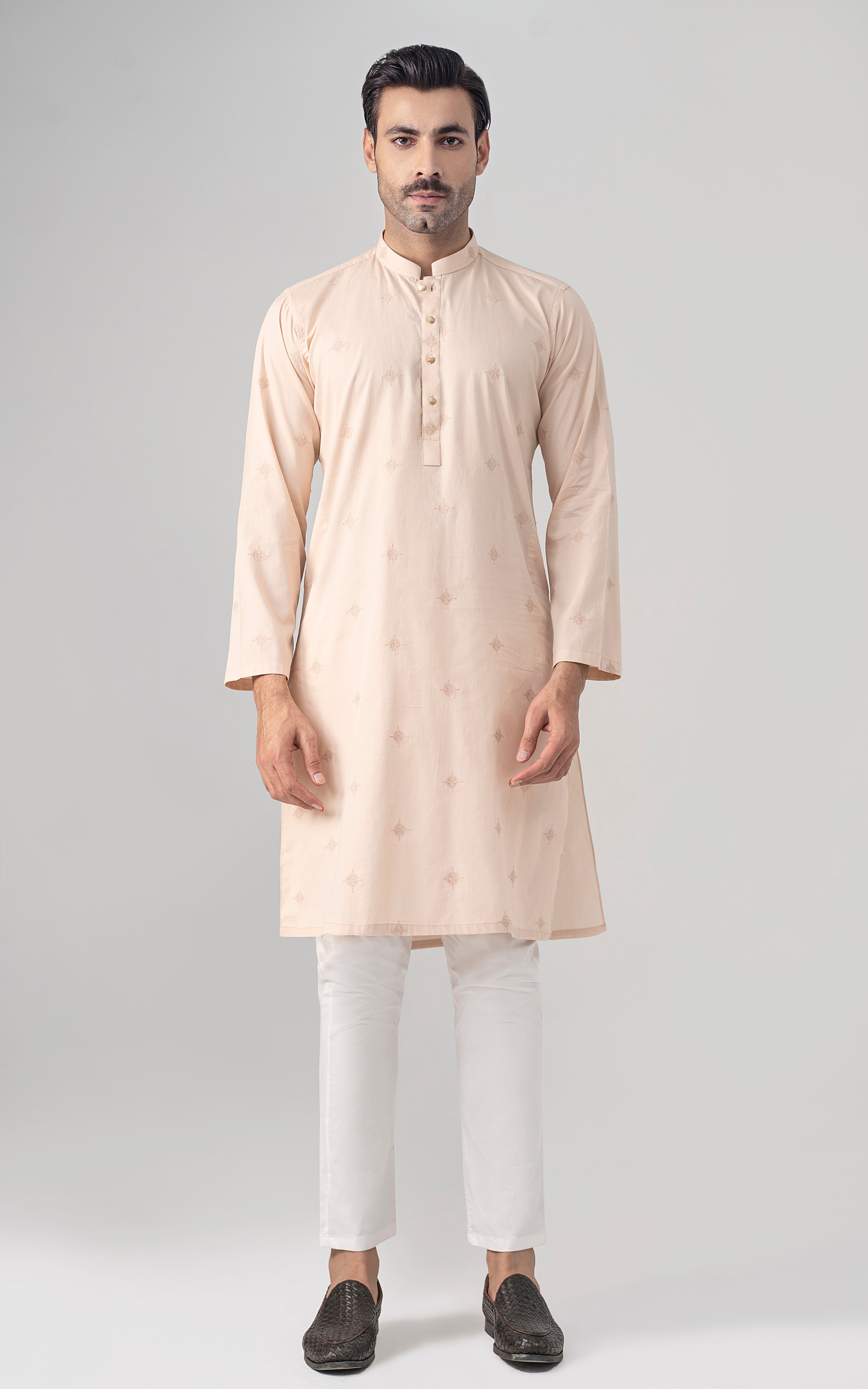 SPRAY EMBROIDERED KURTA- SIGNATURE COLLECTION LIGHT PEECH