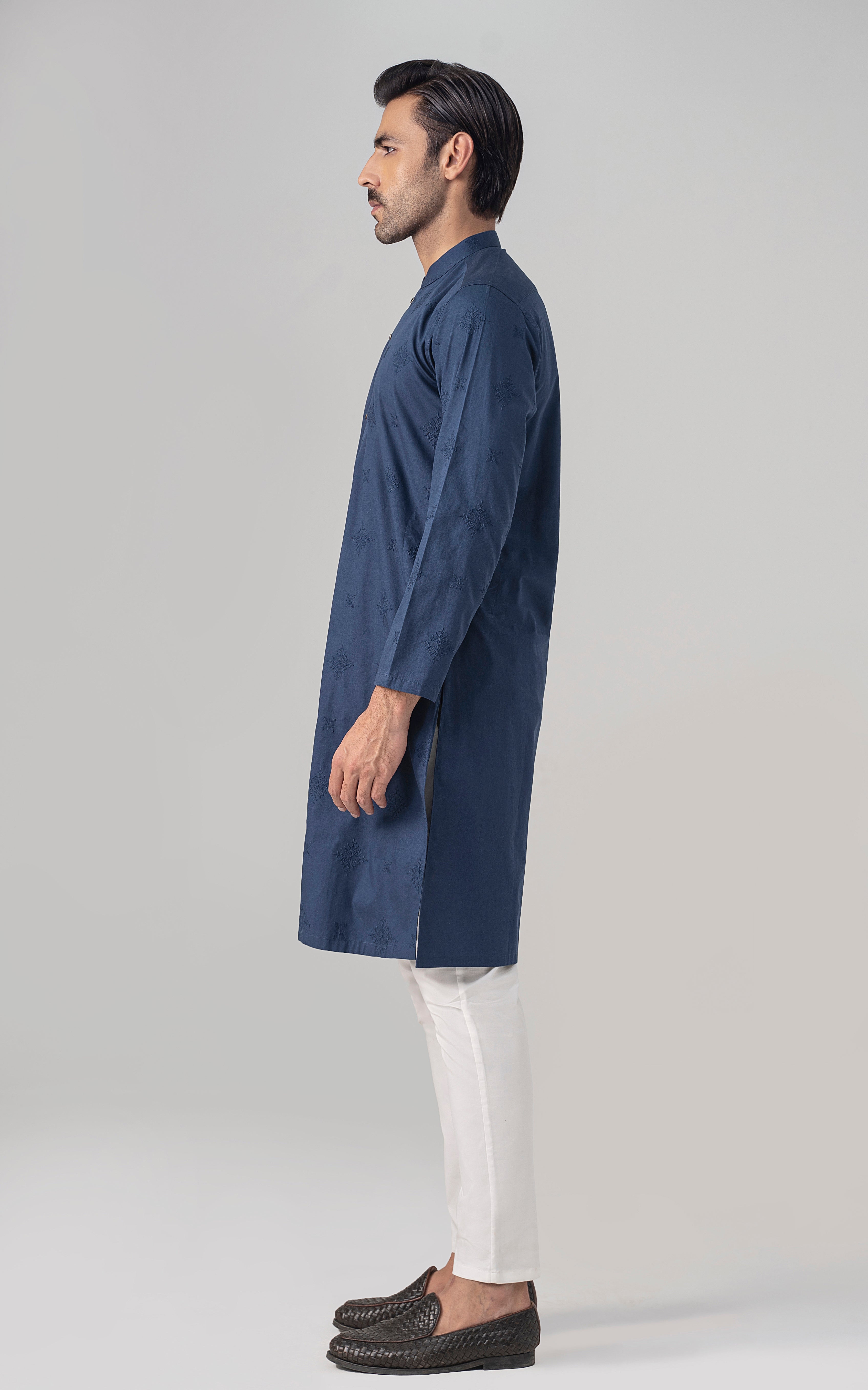 SPRAY EMBROIDERED KURTA- SIGNATURE COLLECTION  INDIGO BLUE