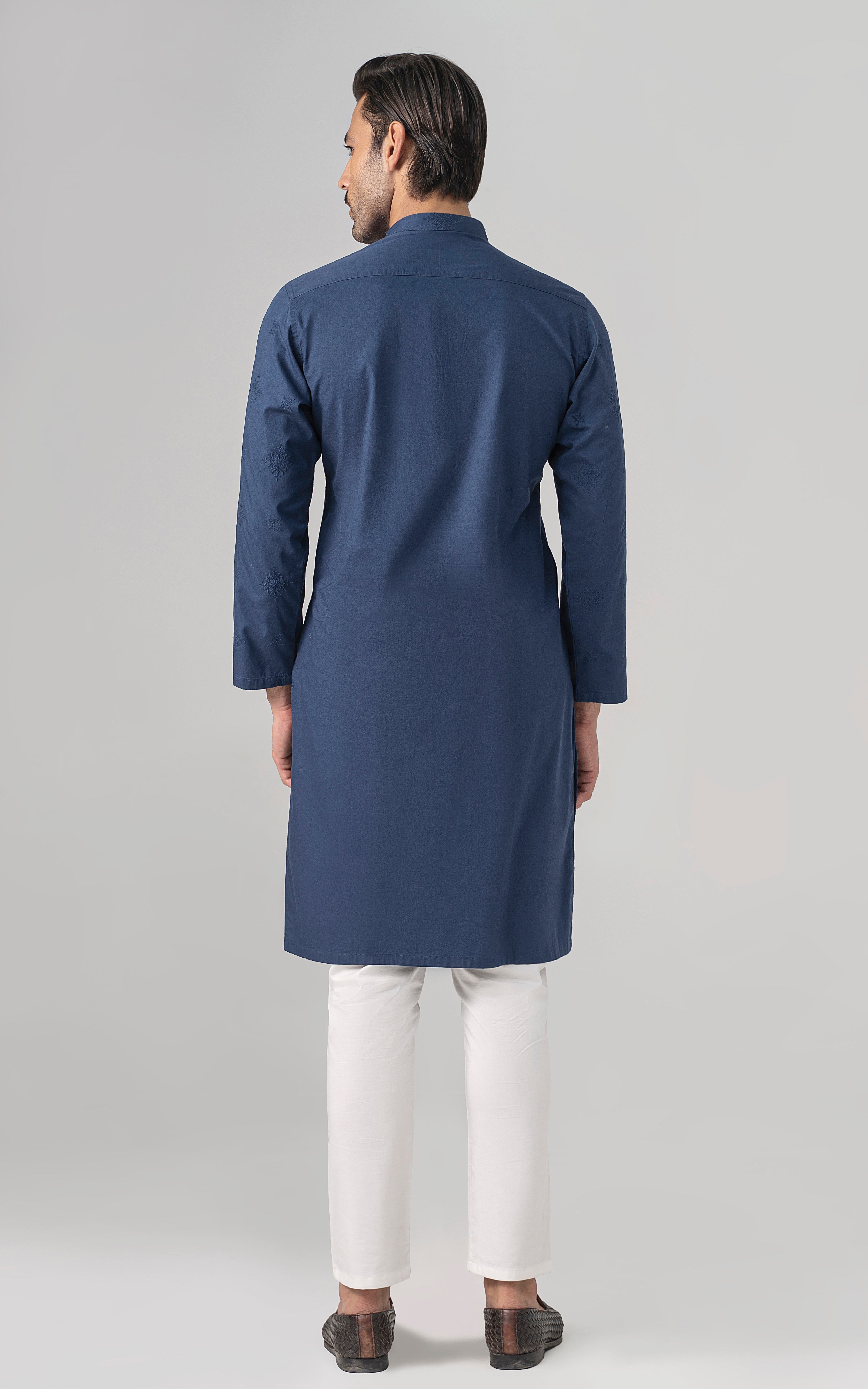 SPRAY EMBROIDERED KURTA- SIGNATURE COLLECTION  INDIGO BLUE