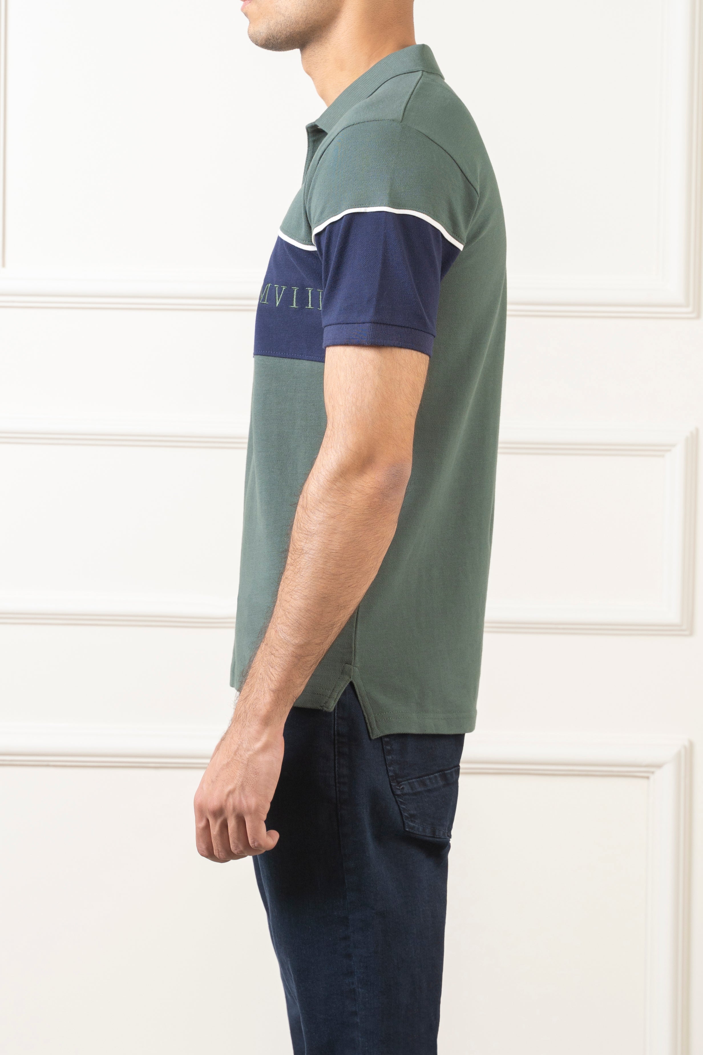 CUT AND SEW POLO GREEN