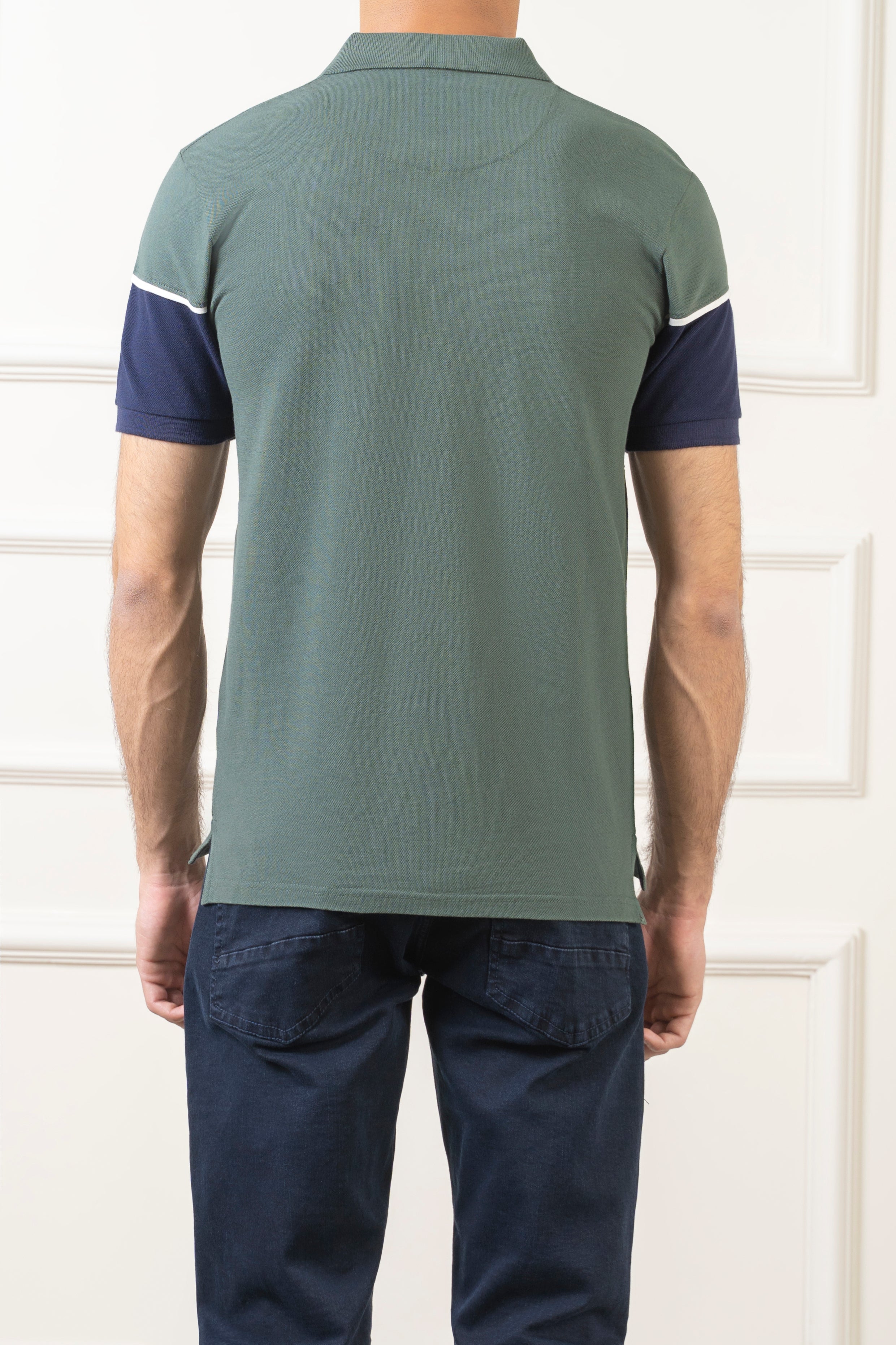 CUT AND SEW POLO GREEN