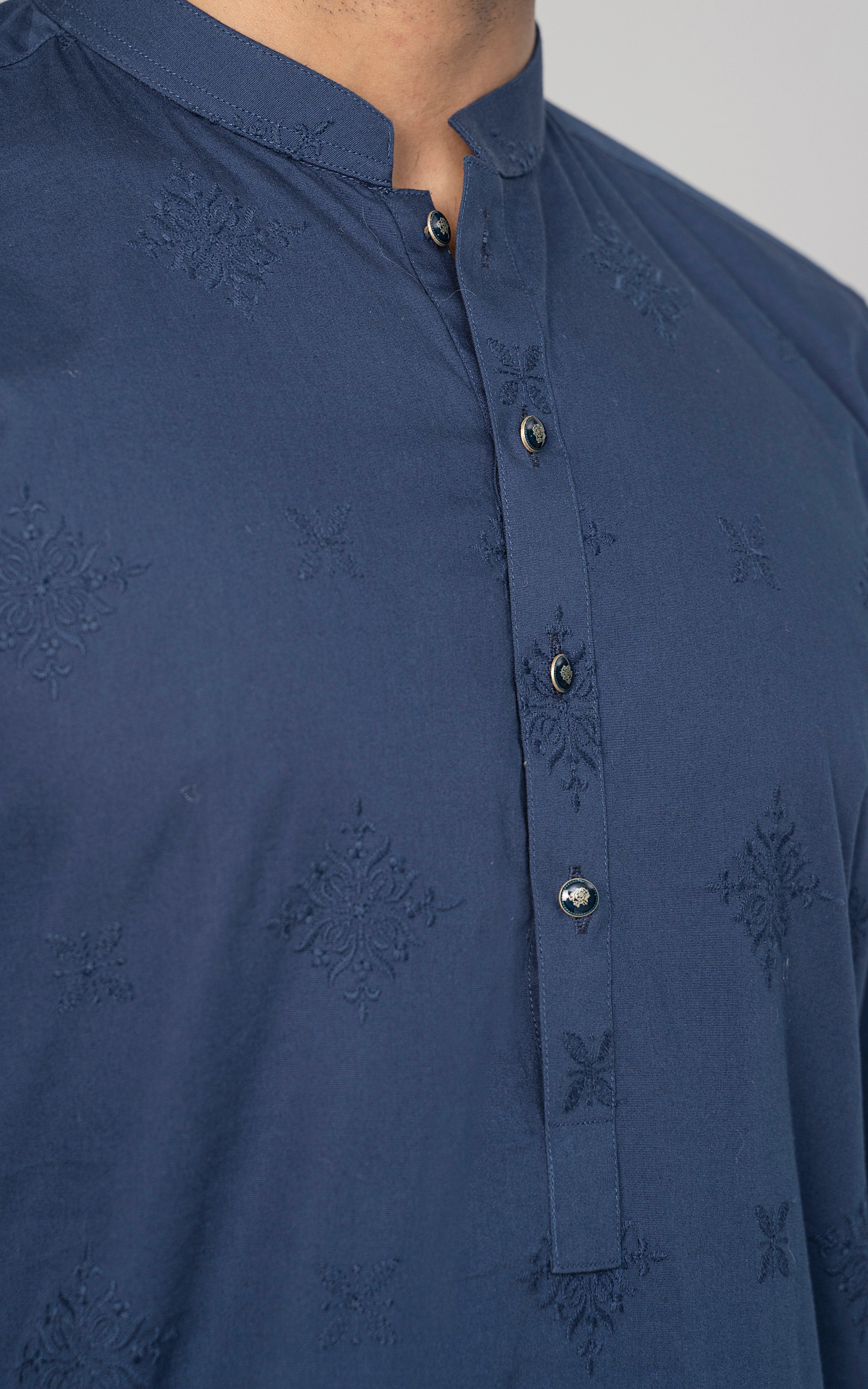 SPRAY EMBROIDERED KURTA- SIGNATURE COLLECTION  INDIGO BLUE