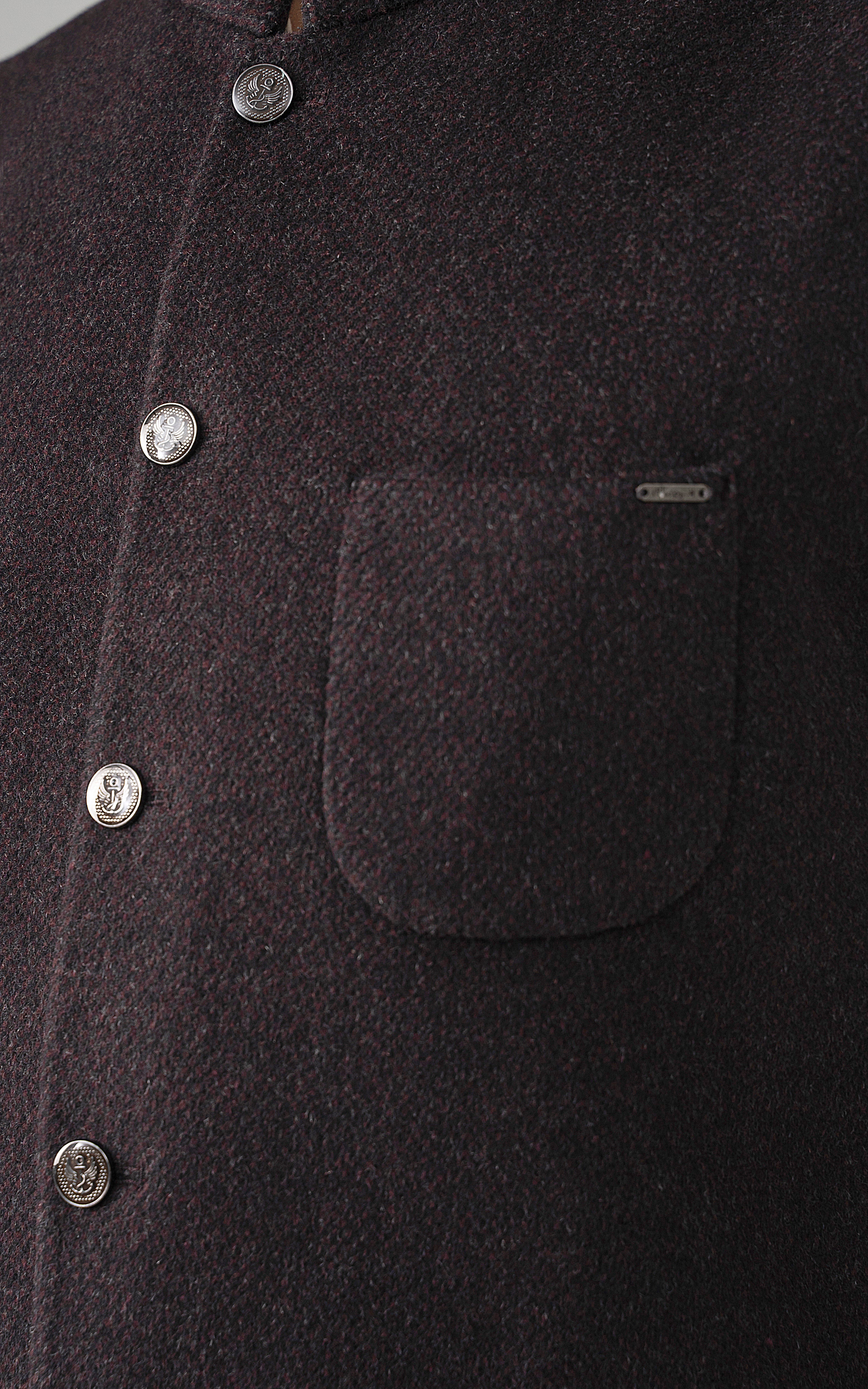 TEXTURED WOOL BLENDED WAISTCOAT - SIGNATURE COLLECTION  MAROON