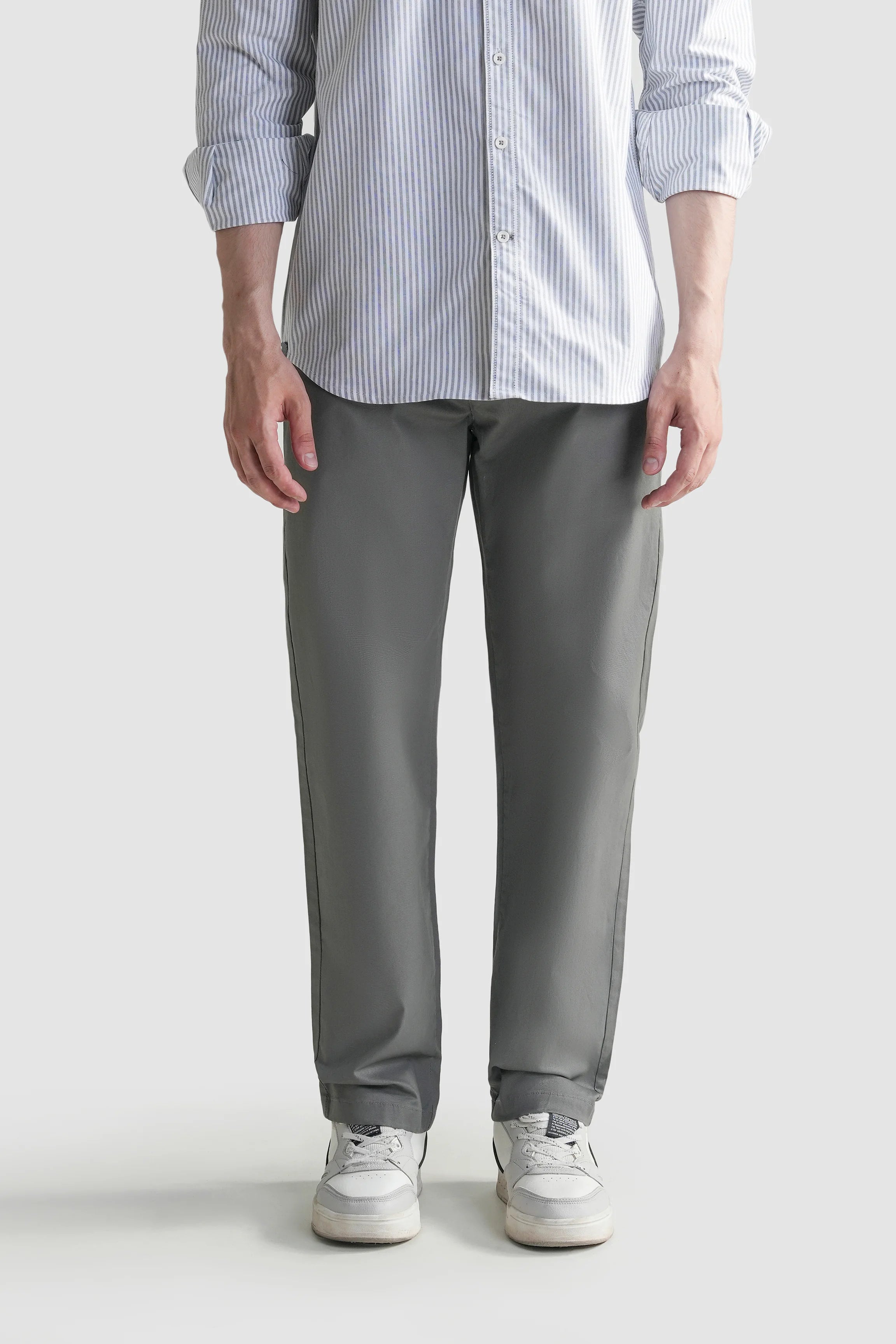 REGULAR FIT CROSS POCKET CHINO PANT GREY