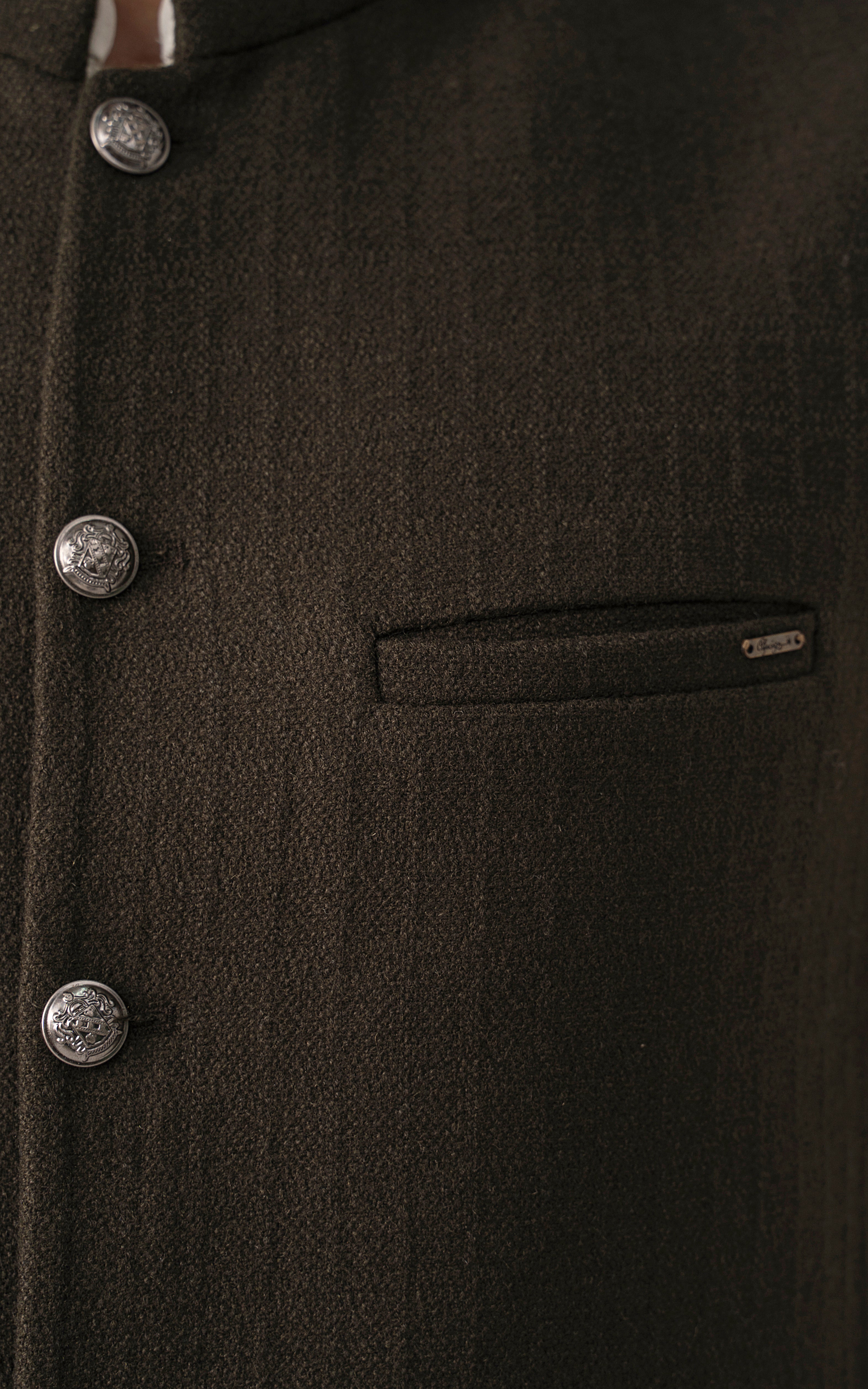 TEXTURED WOOL BLENDED WAISTCOAT - SIGNATURE COLLECTION  DARK OLIVE