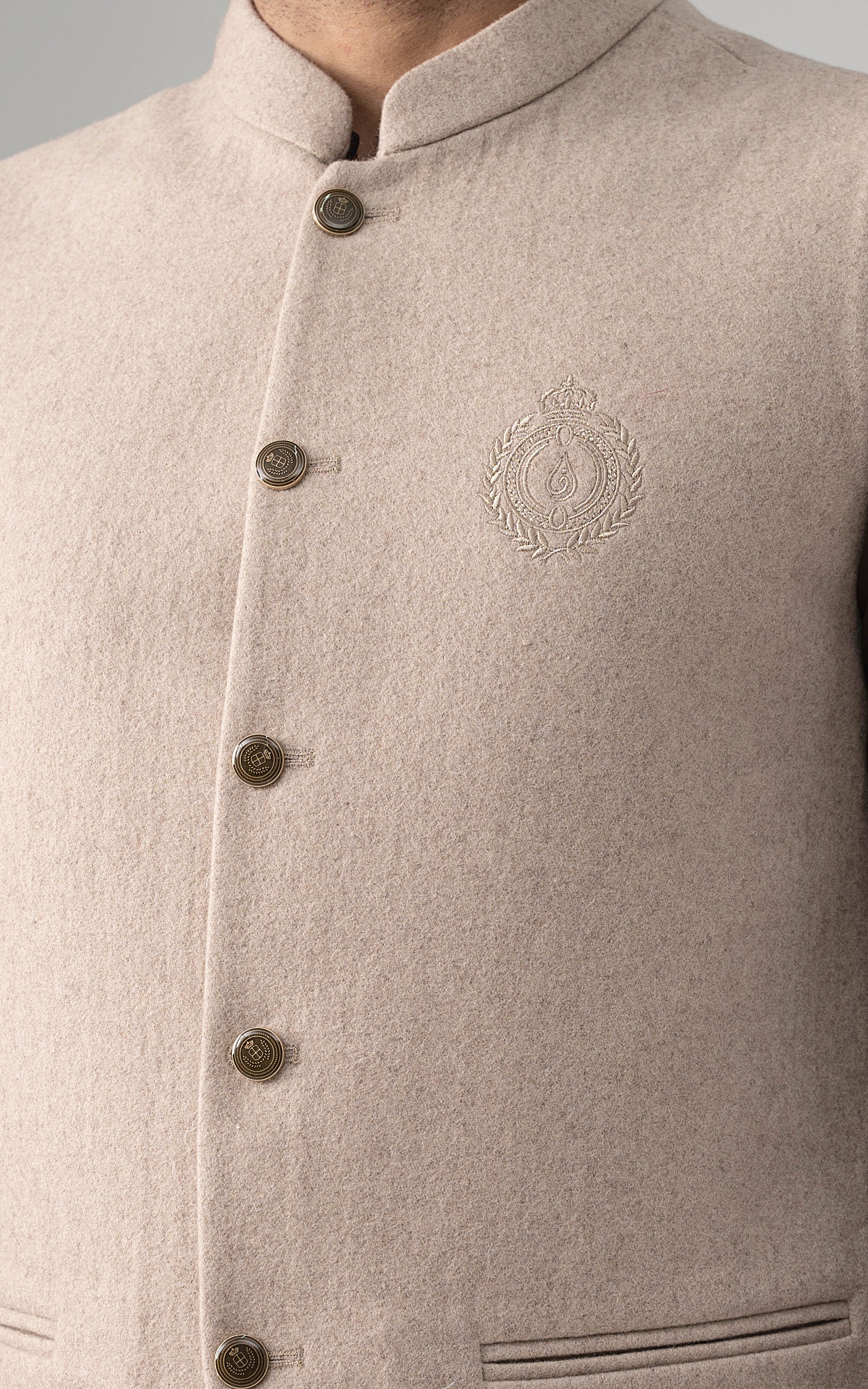 WOOL BLENDED WAISTCOAT - SIGNATURE COLLECTION CREAM