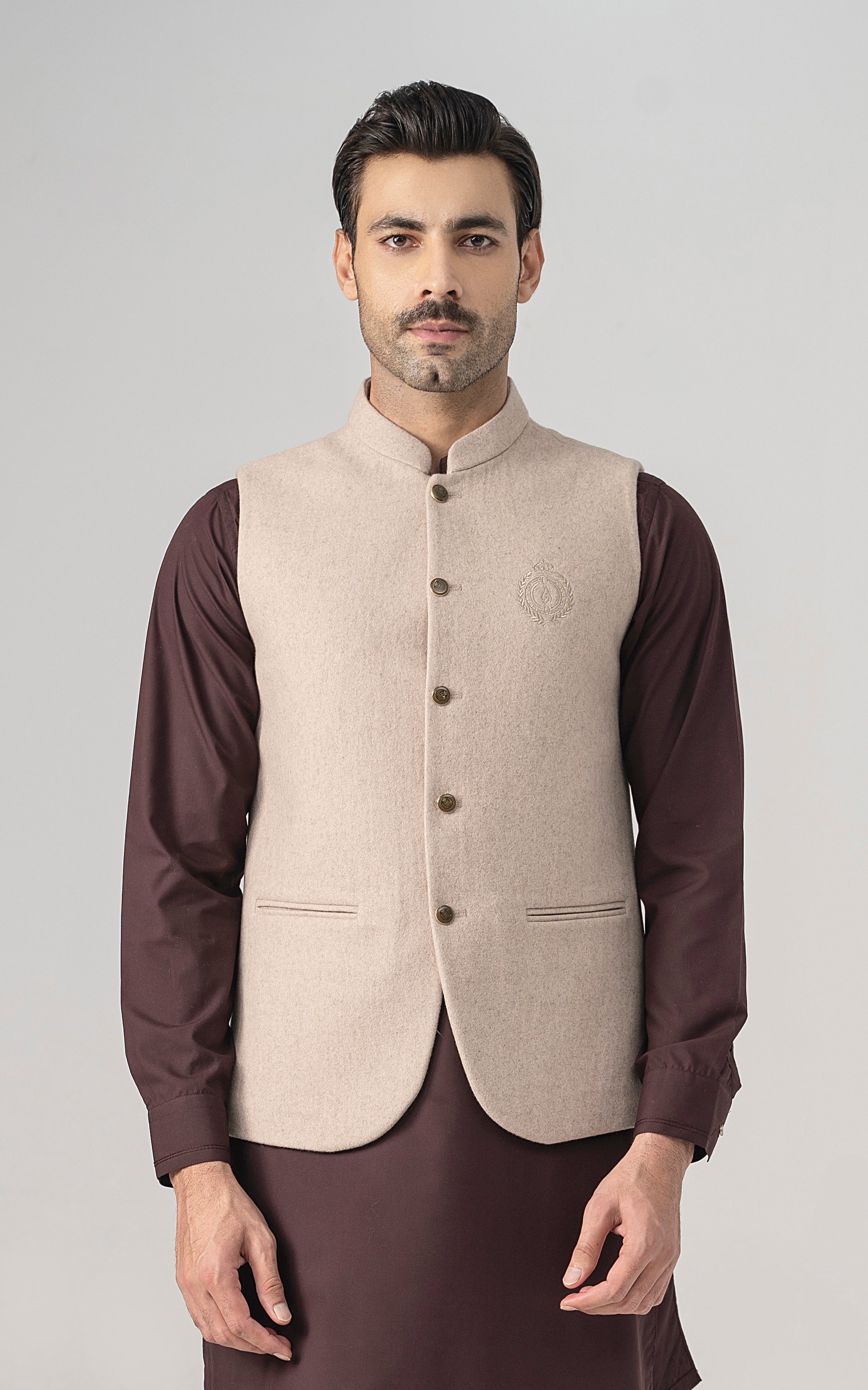 WOOL BLENDED WAISTCOAT - SIGNATURE COLLECTION CREAM