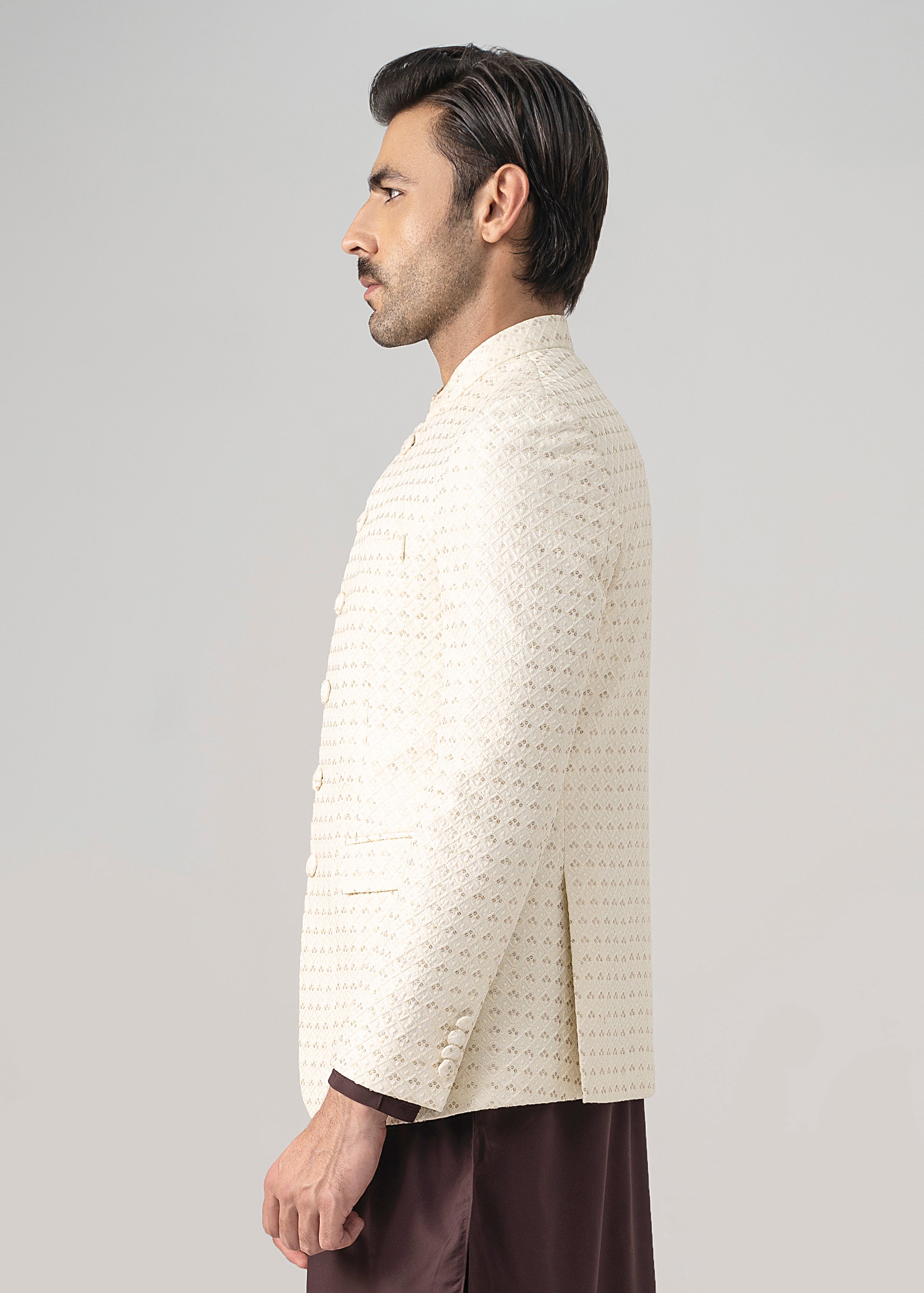 EMBROIDERED PRINCE COAT- FESTIVE COLLECTION OFF WHITE