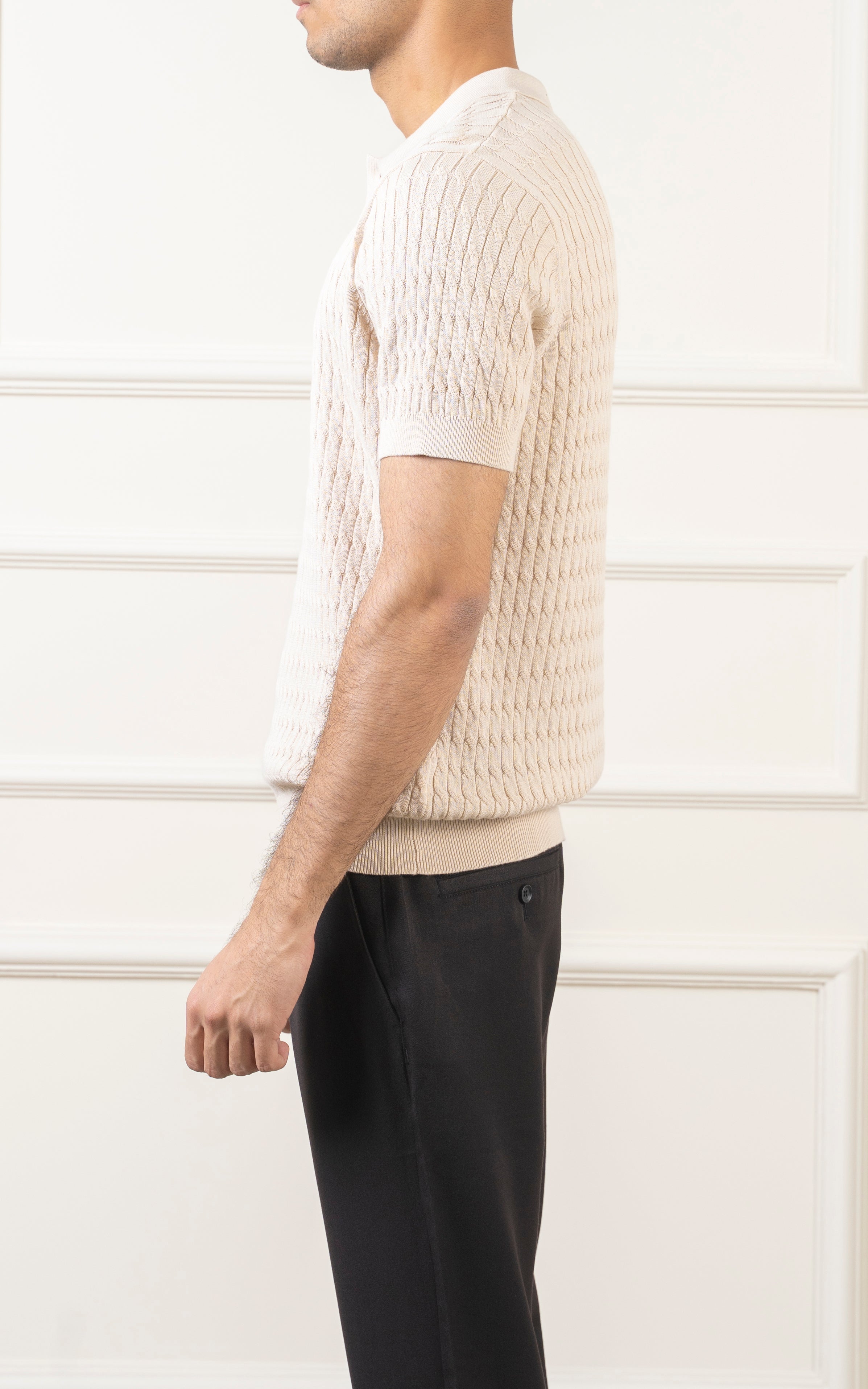 SWEATER KNIT POLO BEIGE