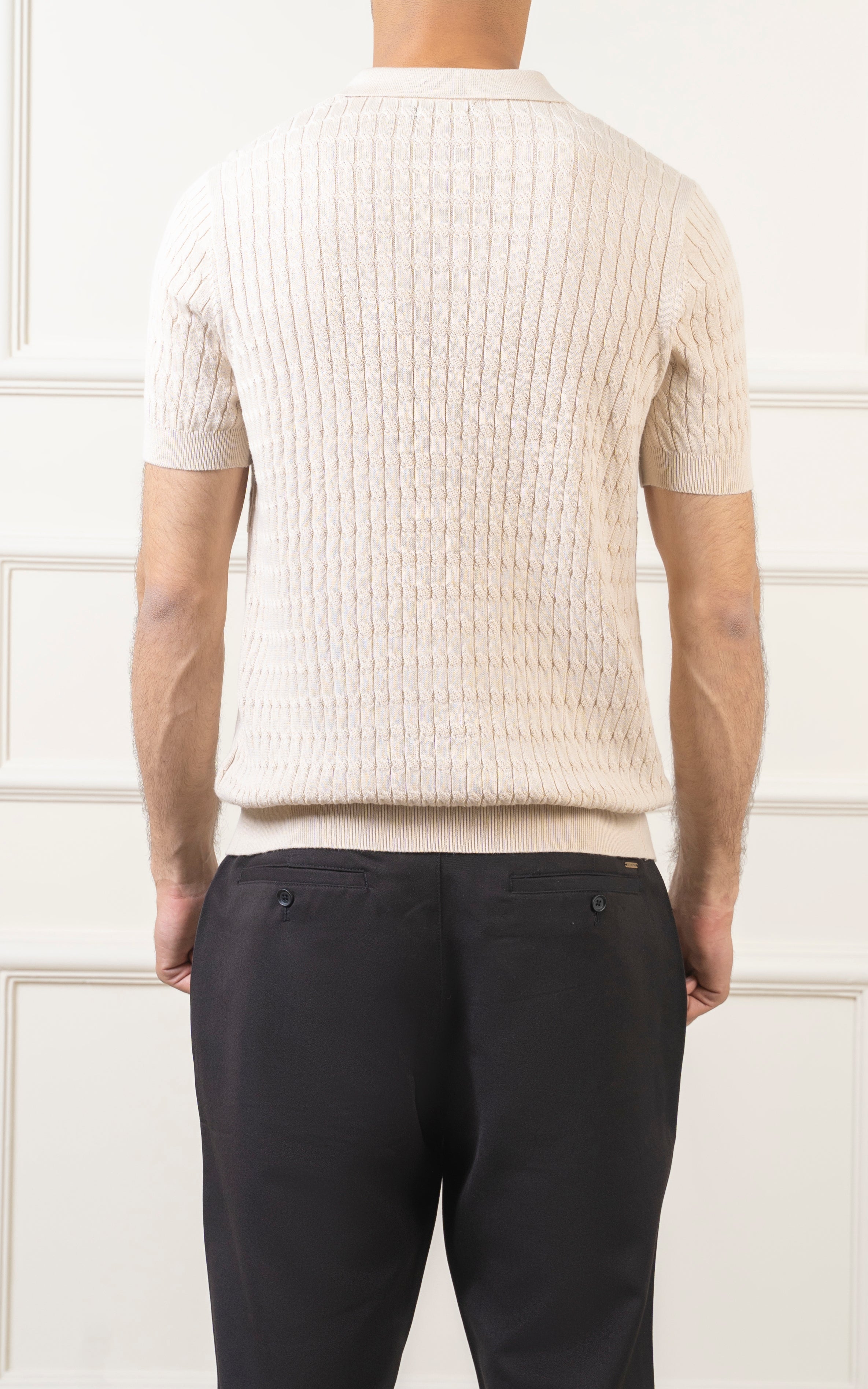 SWEATER KNIT POLO BEIGE