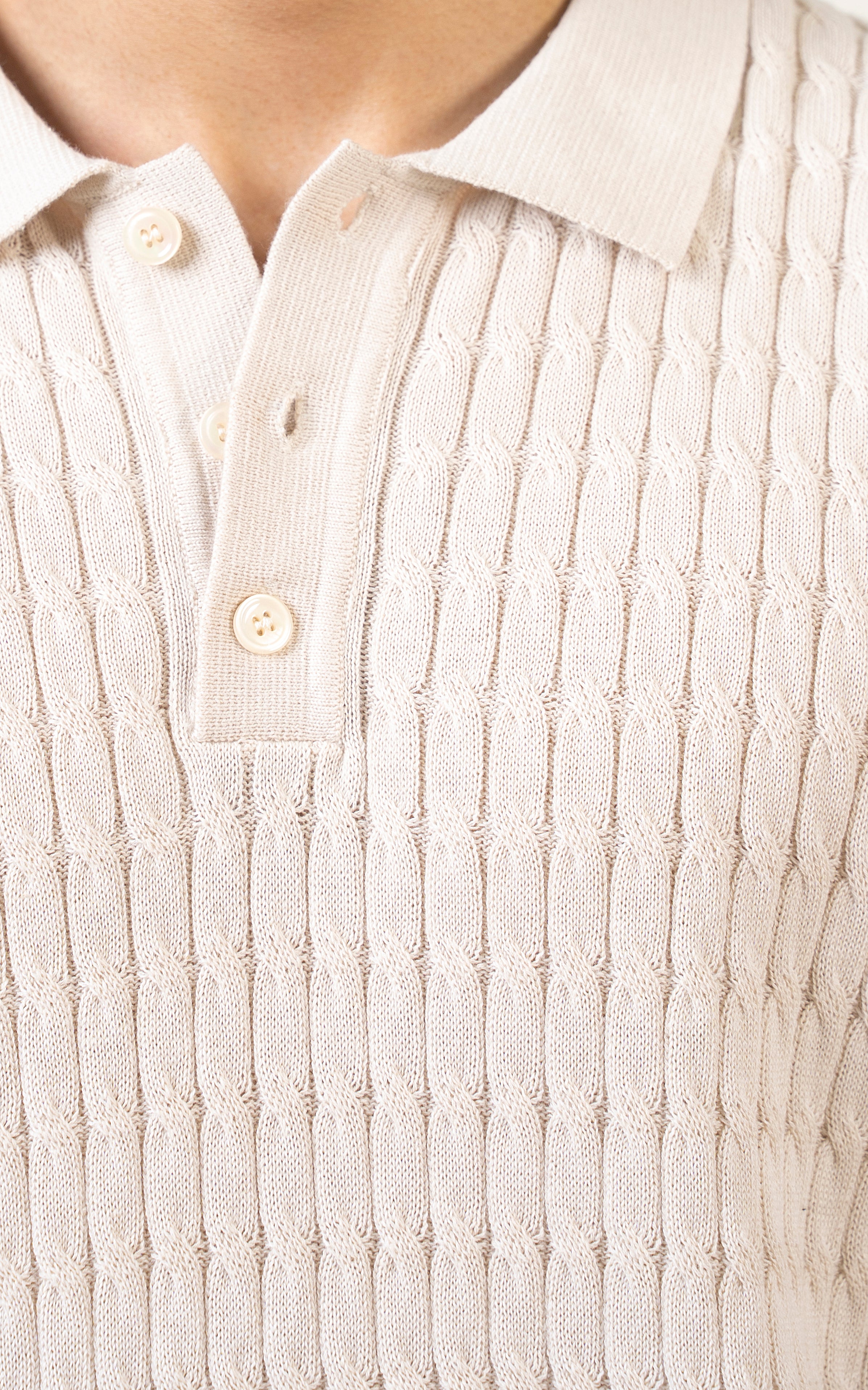 SWEATER KNIT POLO BEIGE