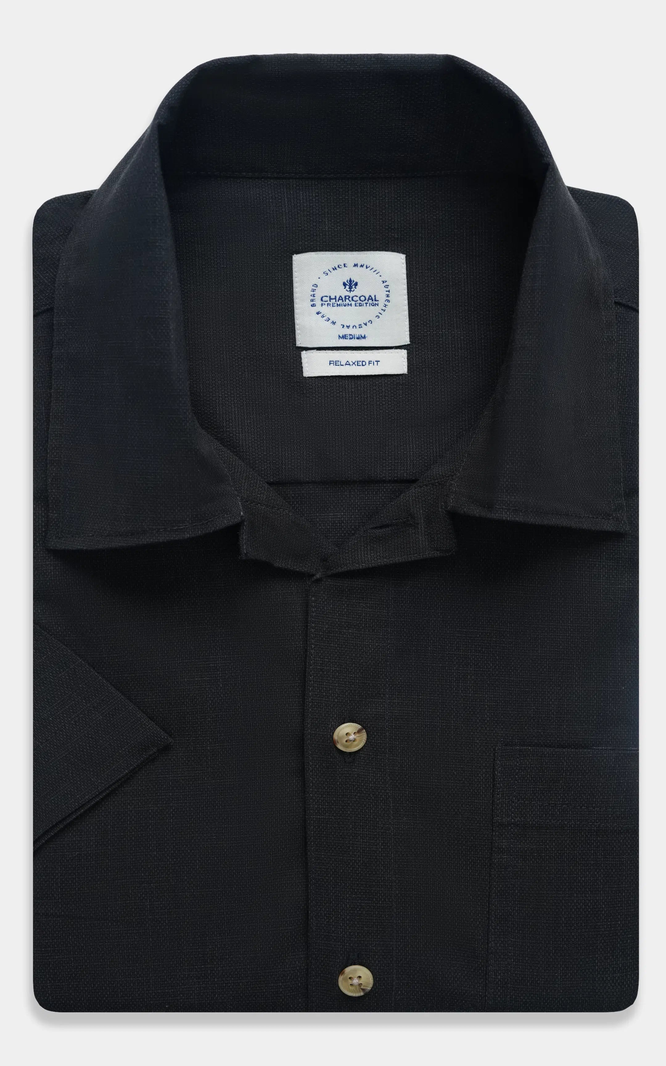 RELAXED FIT HALF SLEEVES SHIRT BLACK