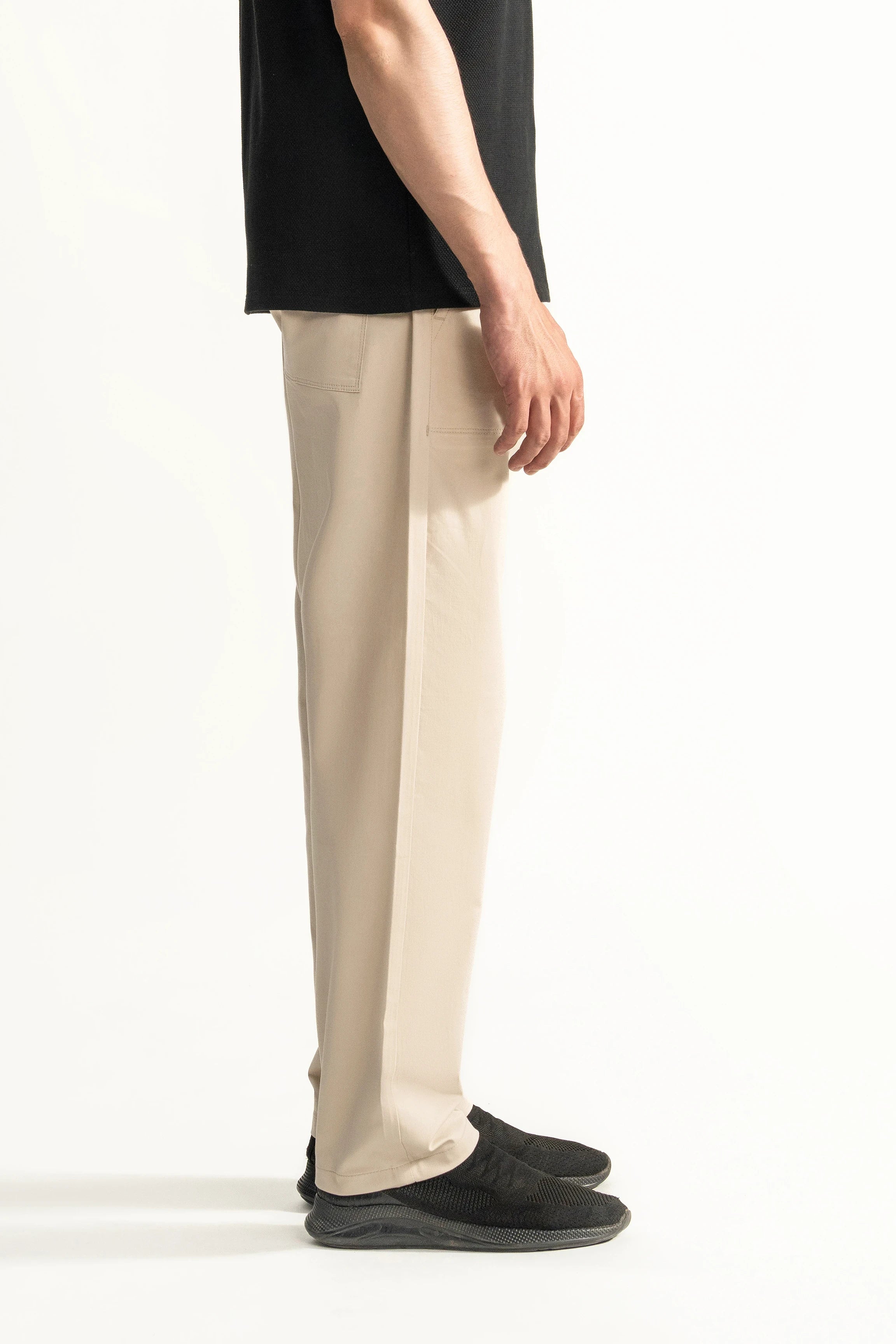 STRAIGHT FIT CASUAL TROUSER  BEIGE