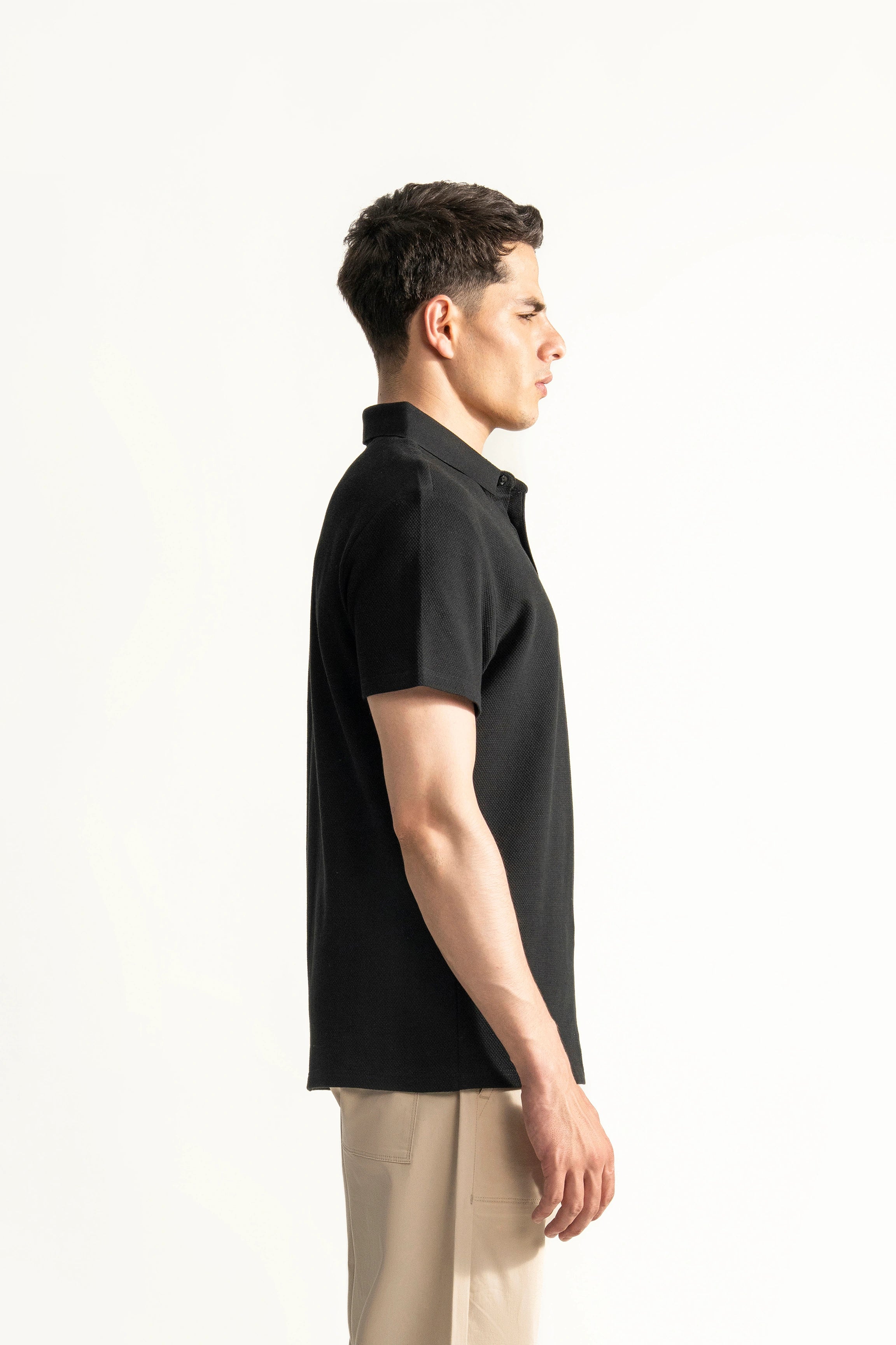 SMART FIT CLASSIC PREMIUM STRIPED POLO SHIRT BLACK