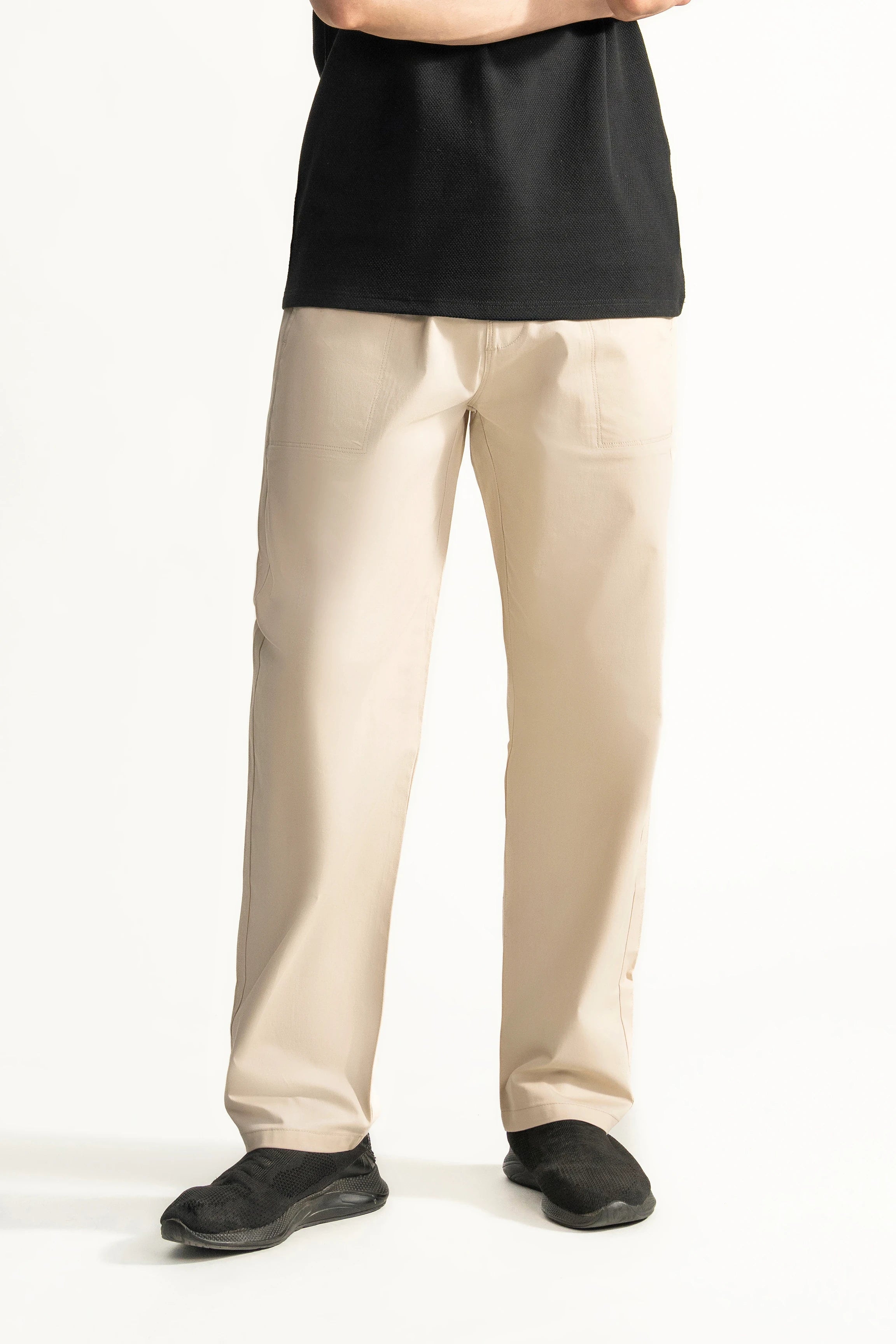 STRAIGHT FIT CASUAL TROUSER  BEIGE