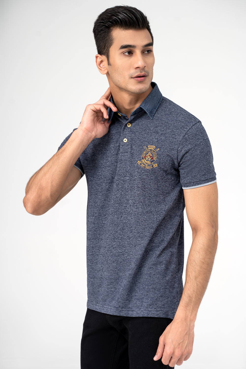 DENIM COLLAR POLO BLUE