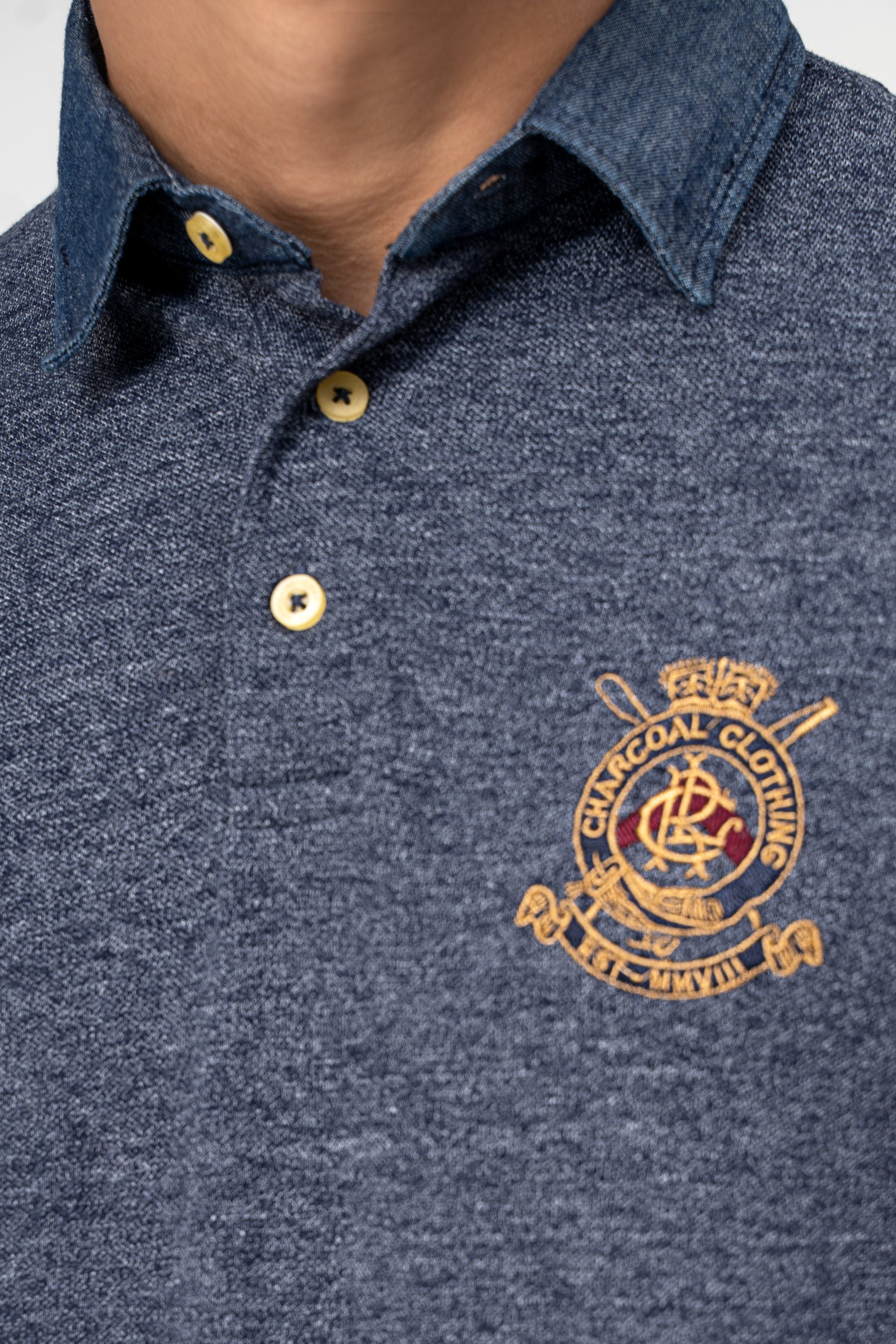 DENIM COLLAR POLO BLUE