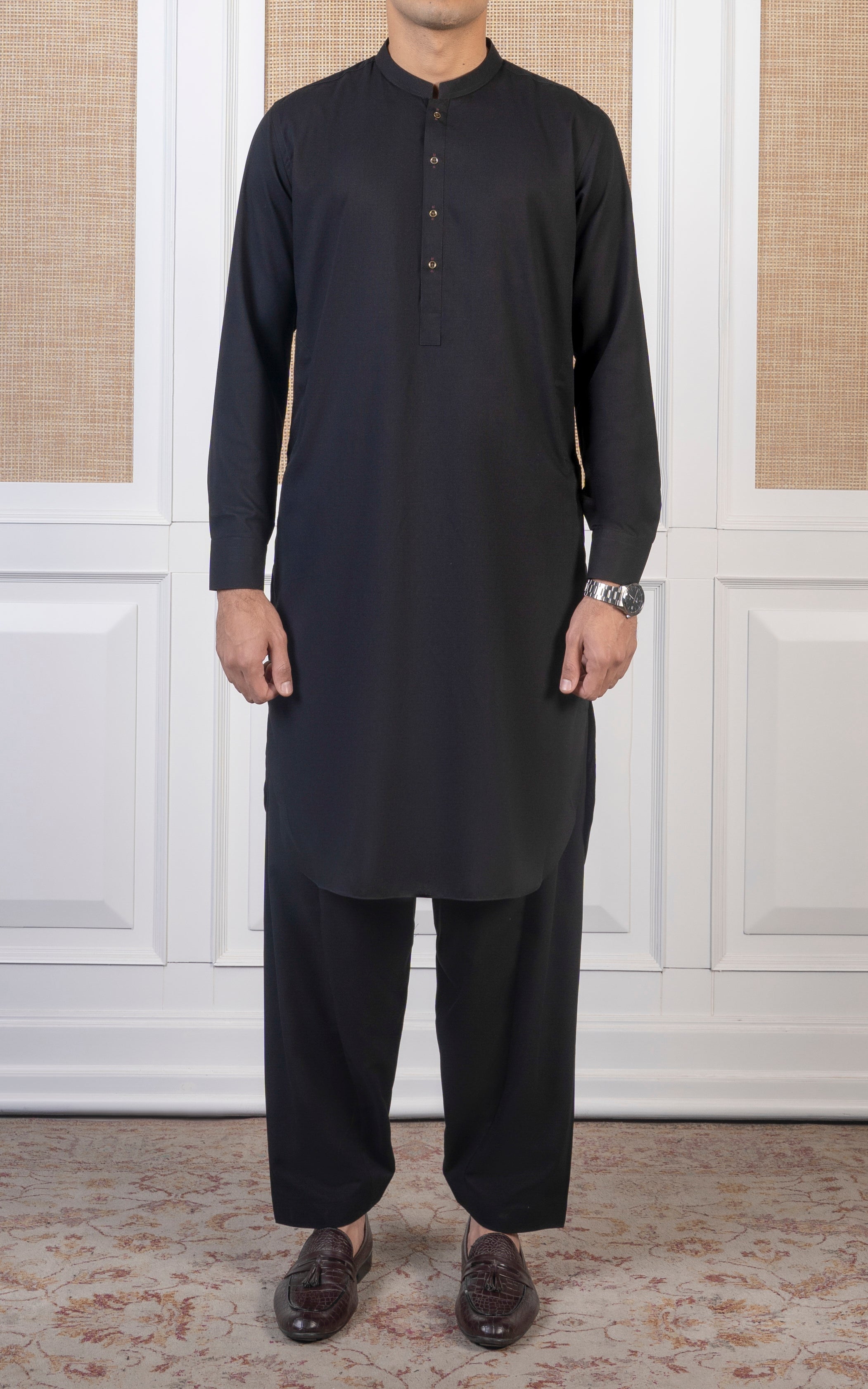 TEXTURED BLENDED KAMEEZ SHALWAR -SIGNATURE COLLECTION BLACK