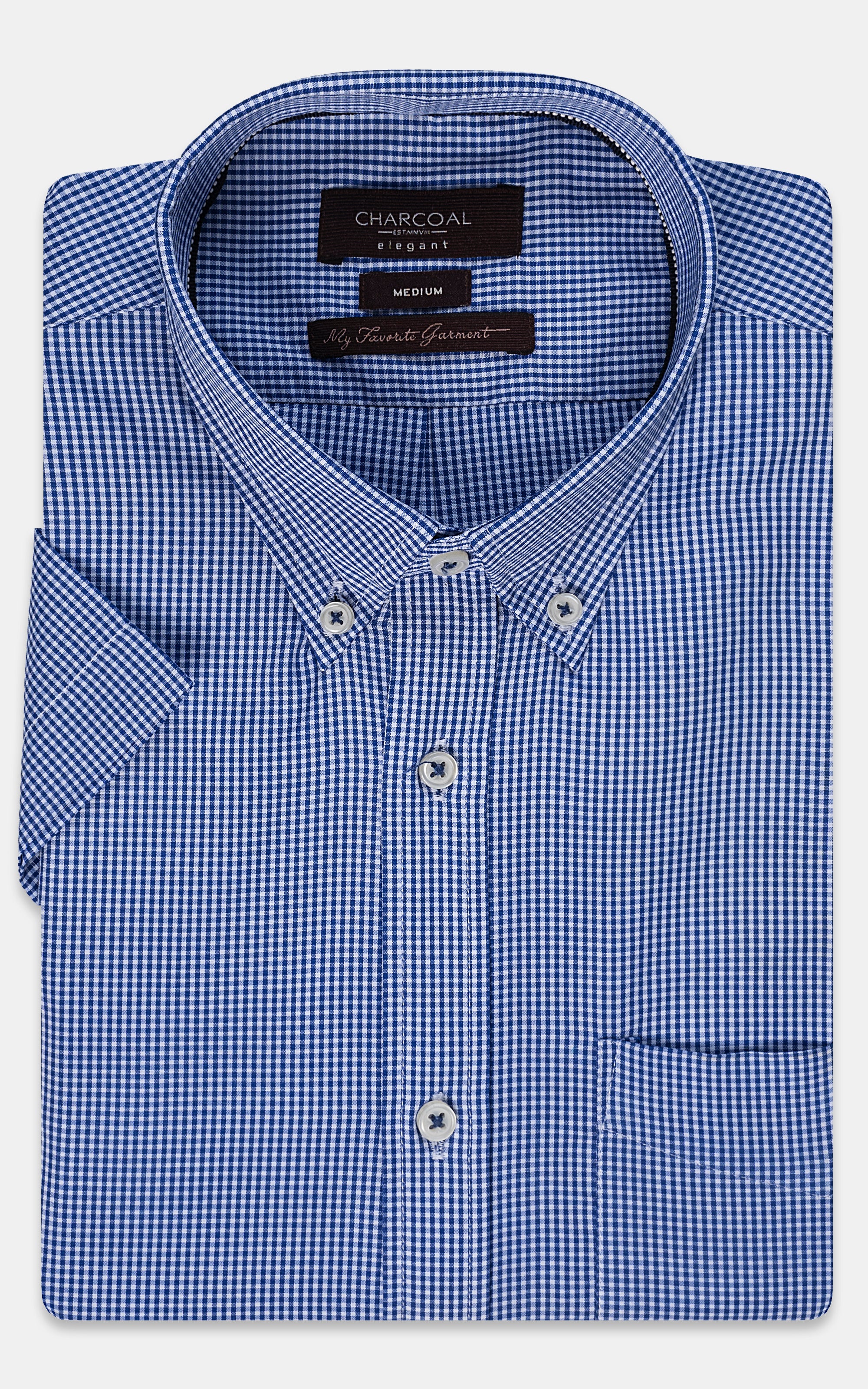 SEMI FORMAL SHIRT HALF SLEEVE NAVY CHECK