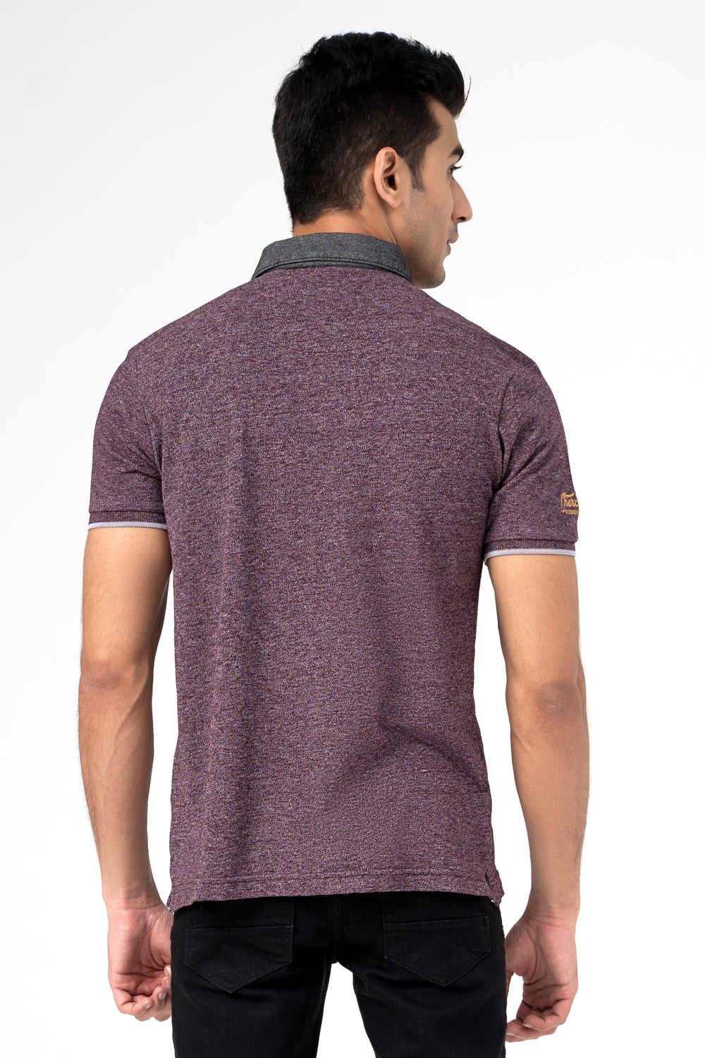 DENIM COLLAR POLO MAROON