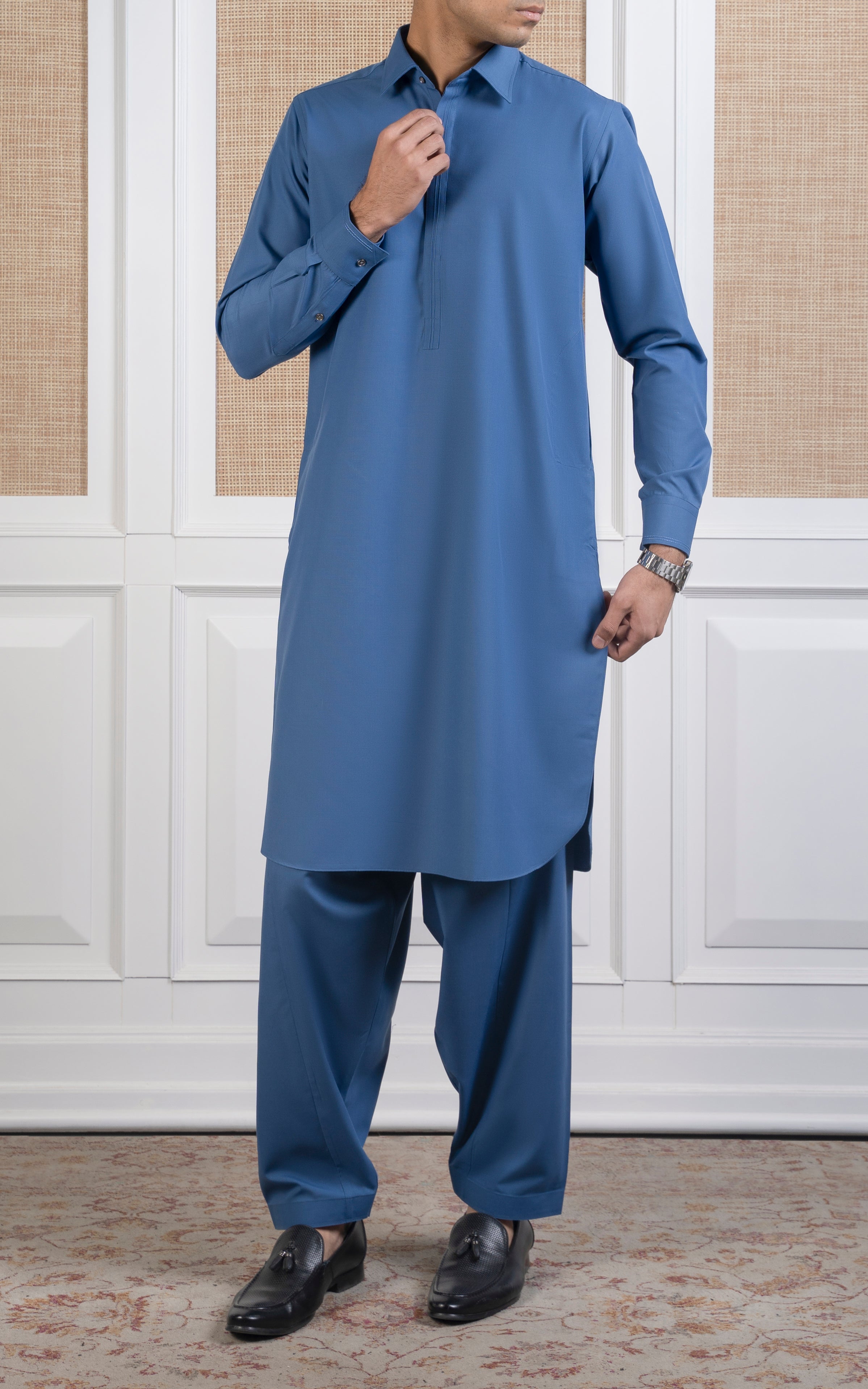 BLENDED KAMEEZ SHALW-SIGNATURE COLLECTION CERULEAN BLUE