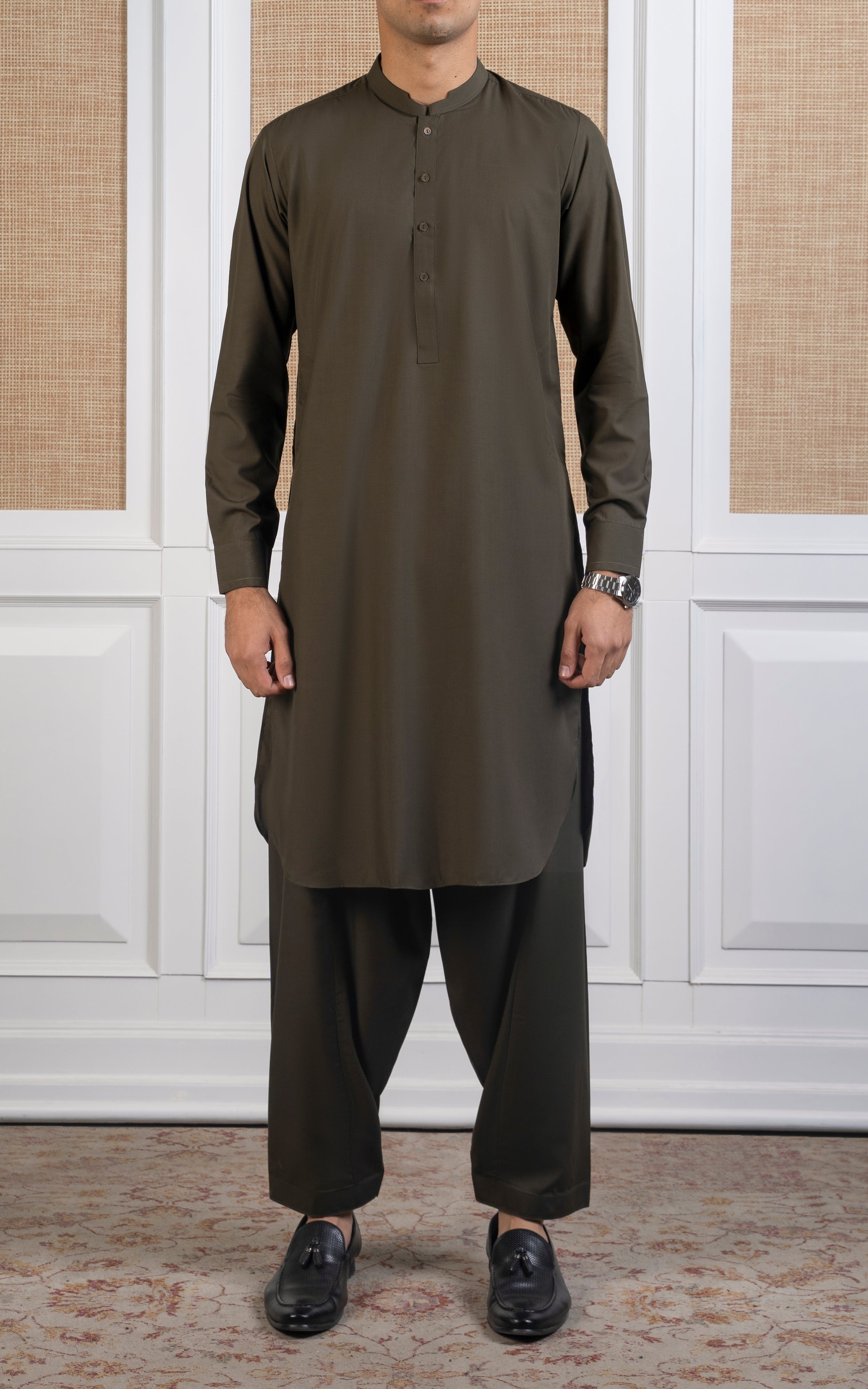 BLENDED KAMEEZ SHALWAR - SIGNATURE COLLECTION OLIVE