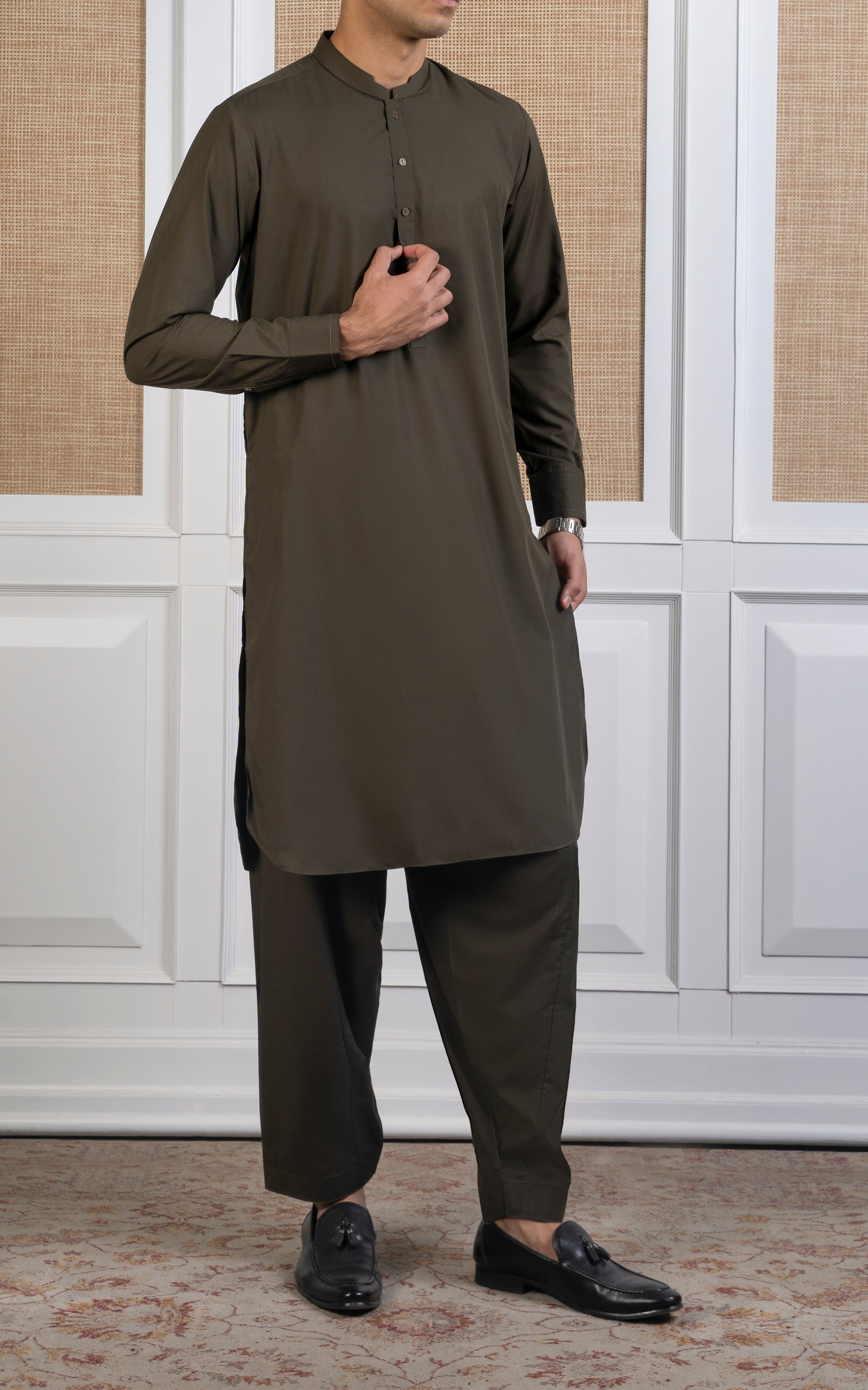 BLENDED KAMEEZ SHALWAR - SIGNATURE COLLECTION OLIVE