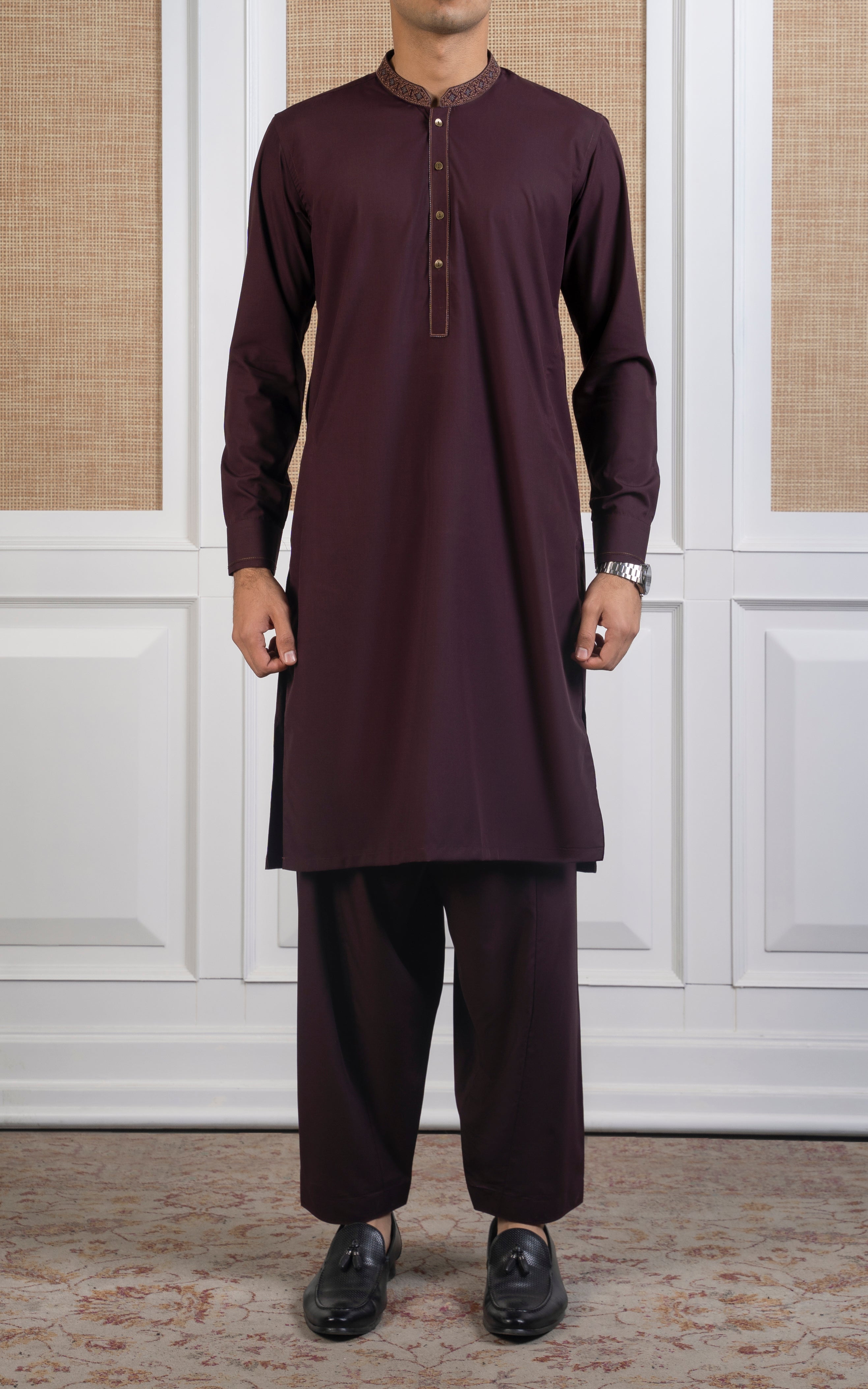 BLENDED KAMEEZ SHALWAR -SIGNATURE COLLECTION DULL MAROON