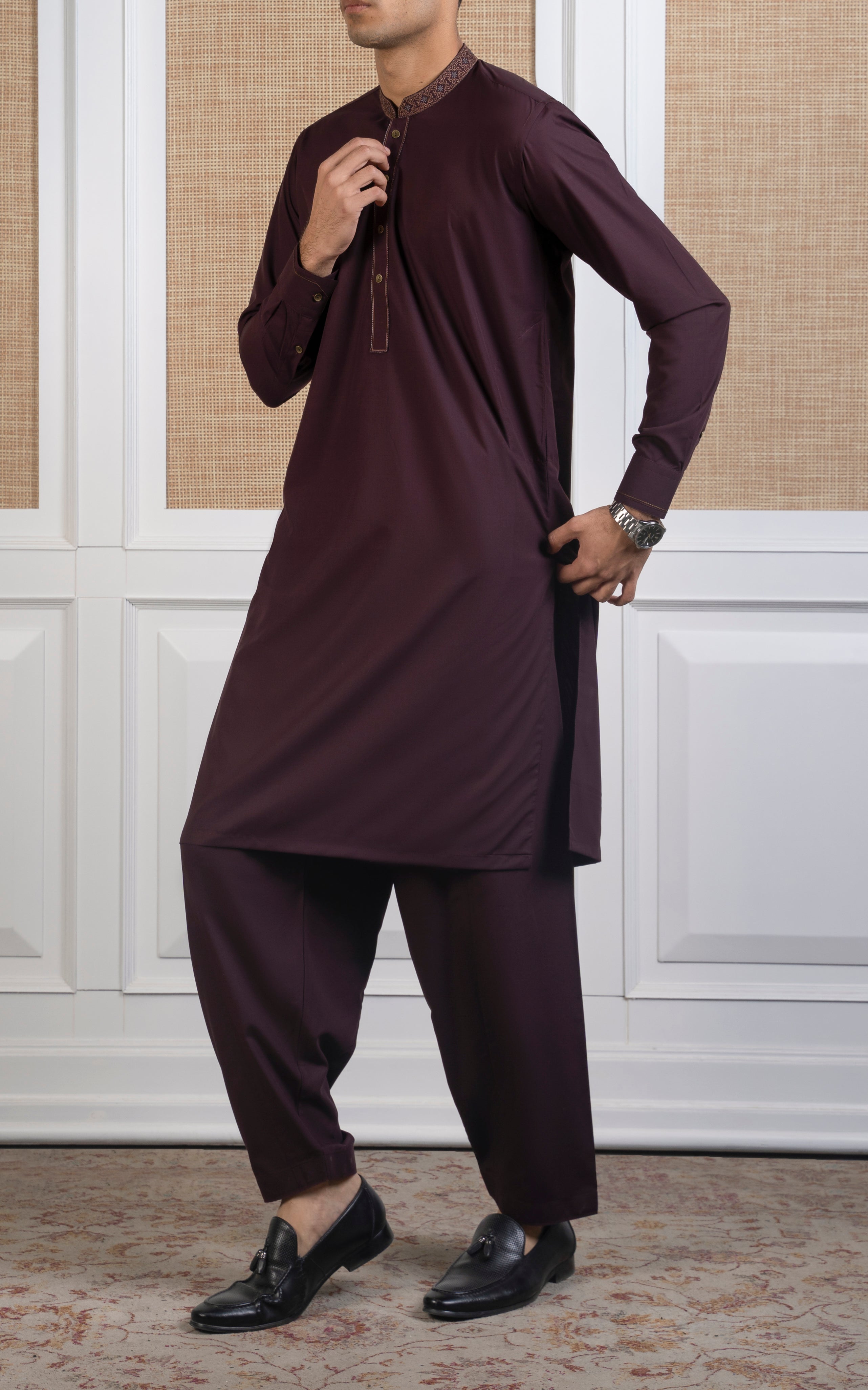 BLENDED KAMEEZ SHALWAR -SIGNATURE COLLECTION DULL MAROON