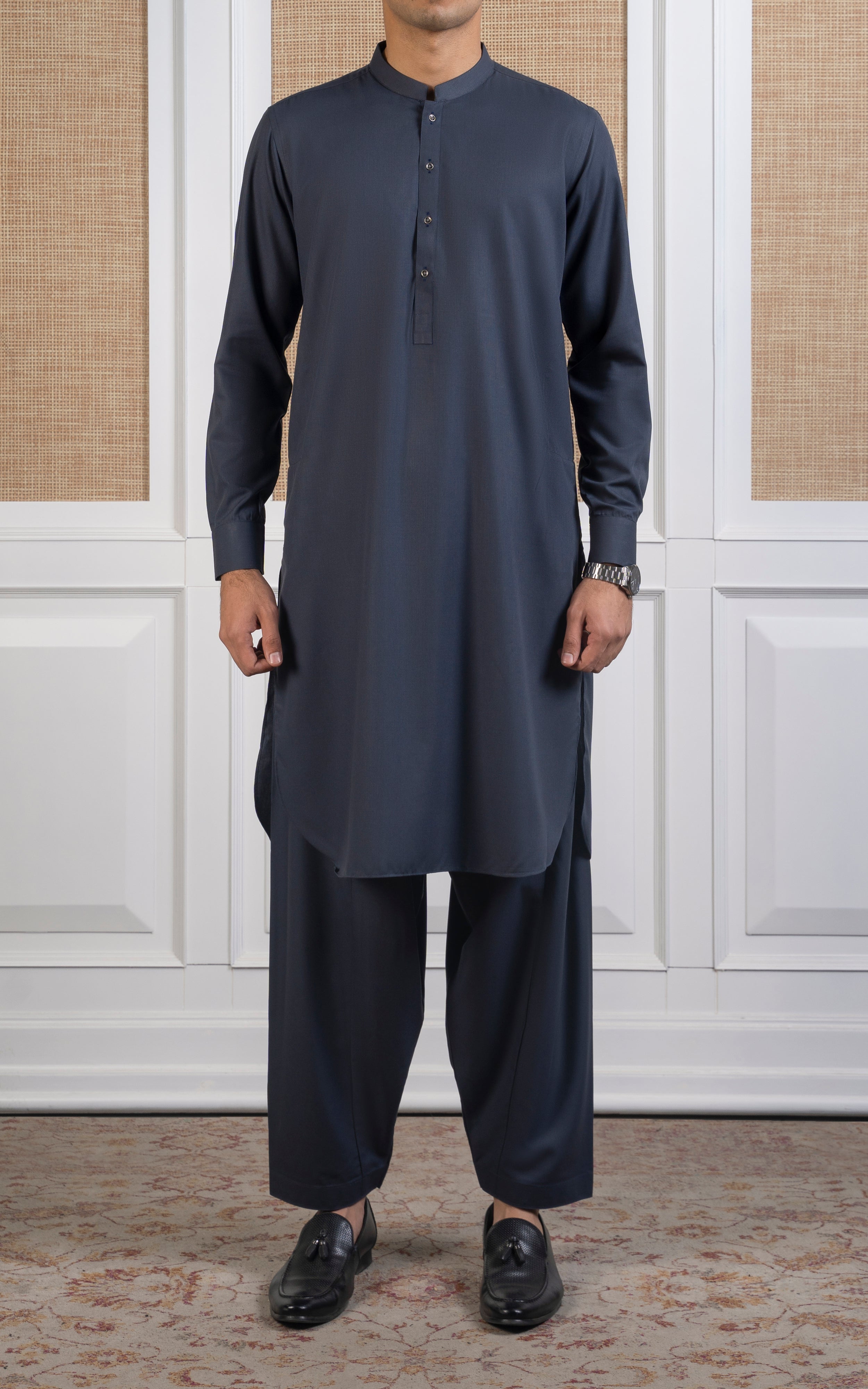 TEXTURED BLENDED KAMEEZ SHALWAR -SIGNATURE COLLECTION MID GREY