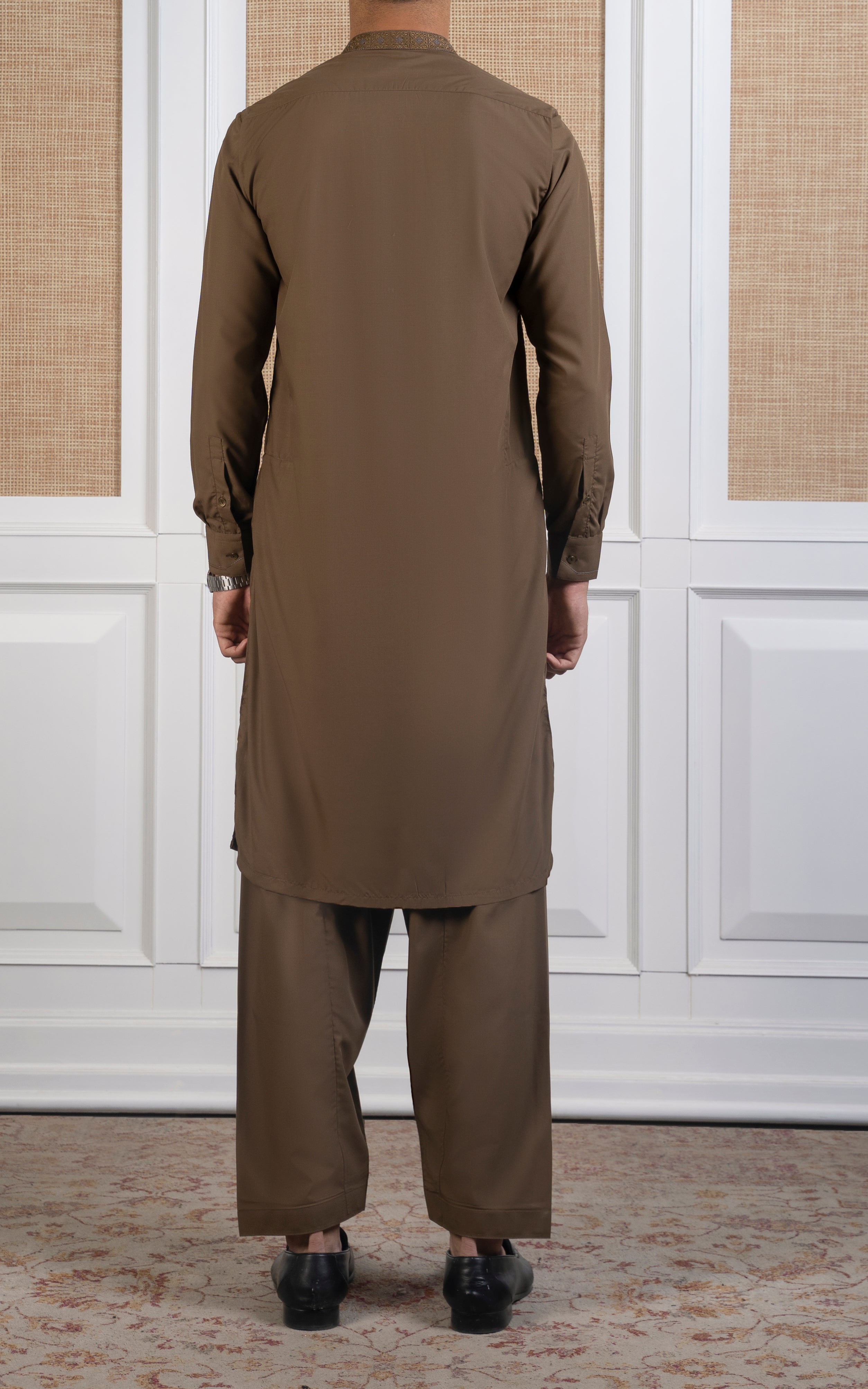 BLENDED KAMEEZ SHALWAR -SIGNATURE COLLECTION DARK KHAKI