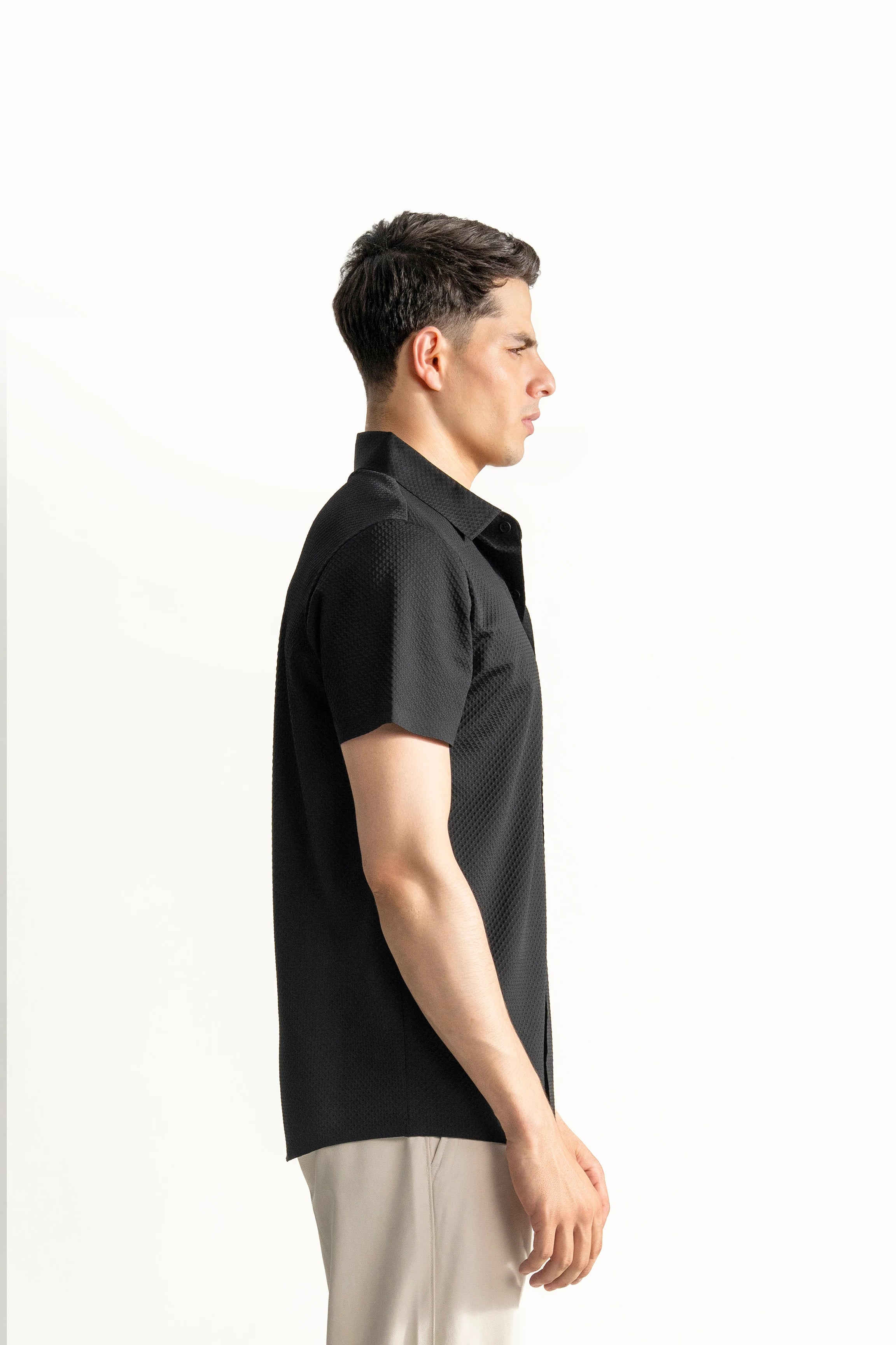 PREMIUM NYLON CASUAL SHIRT BLACK