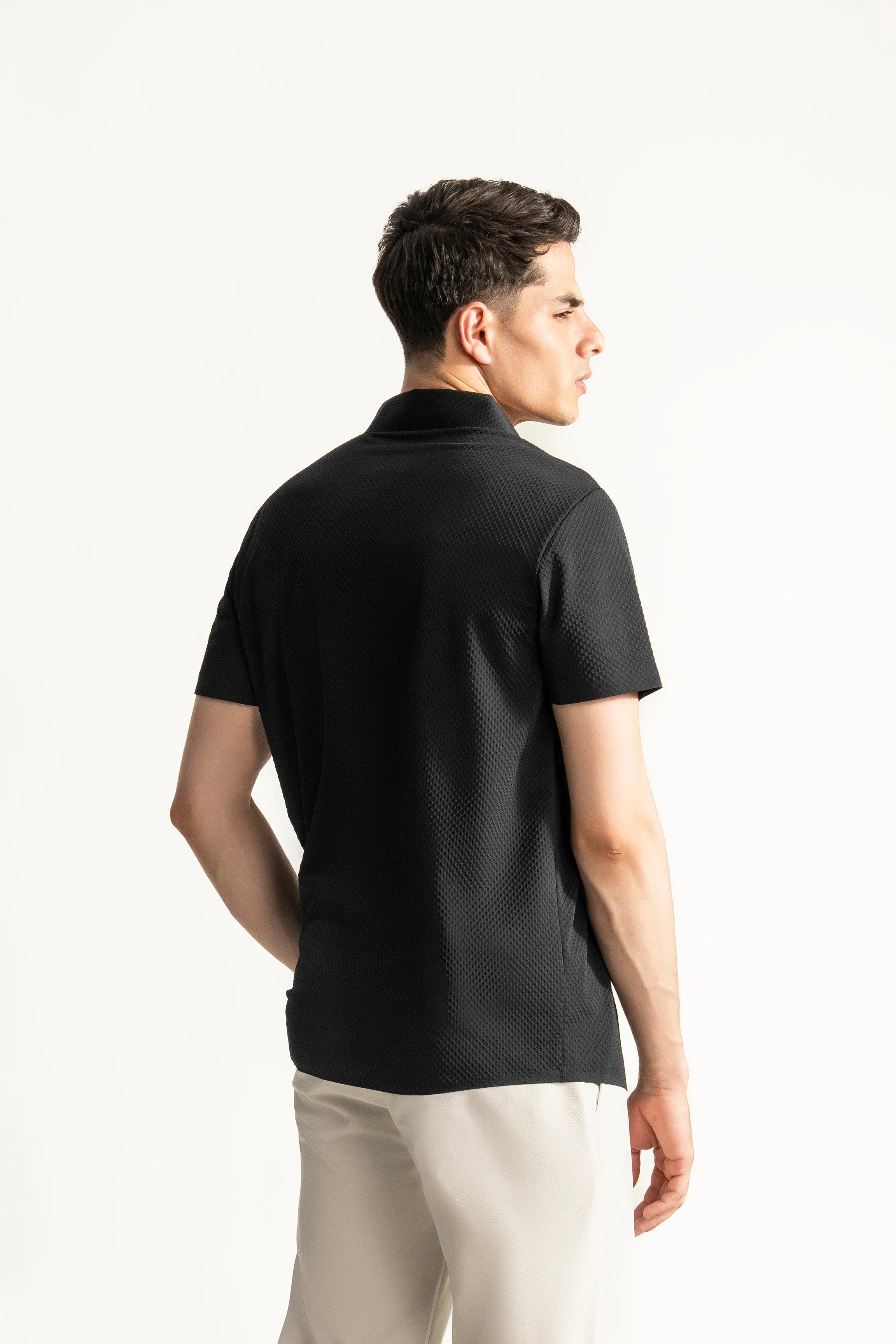 PREMIUM NYLON CASUAL SHIRT BLACK