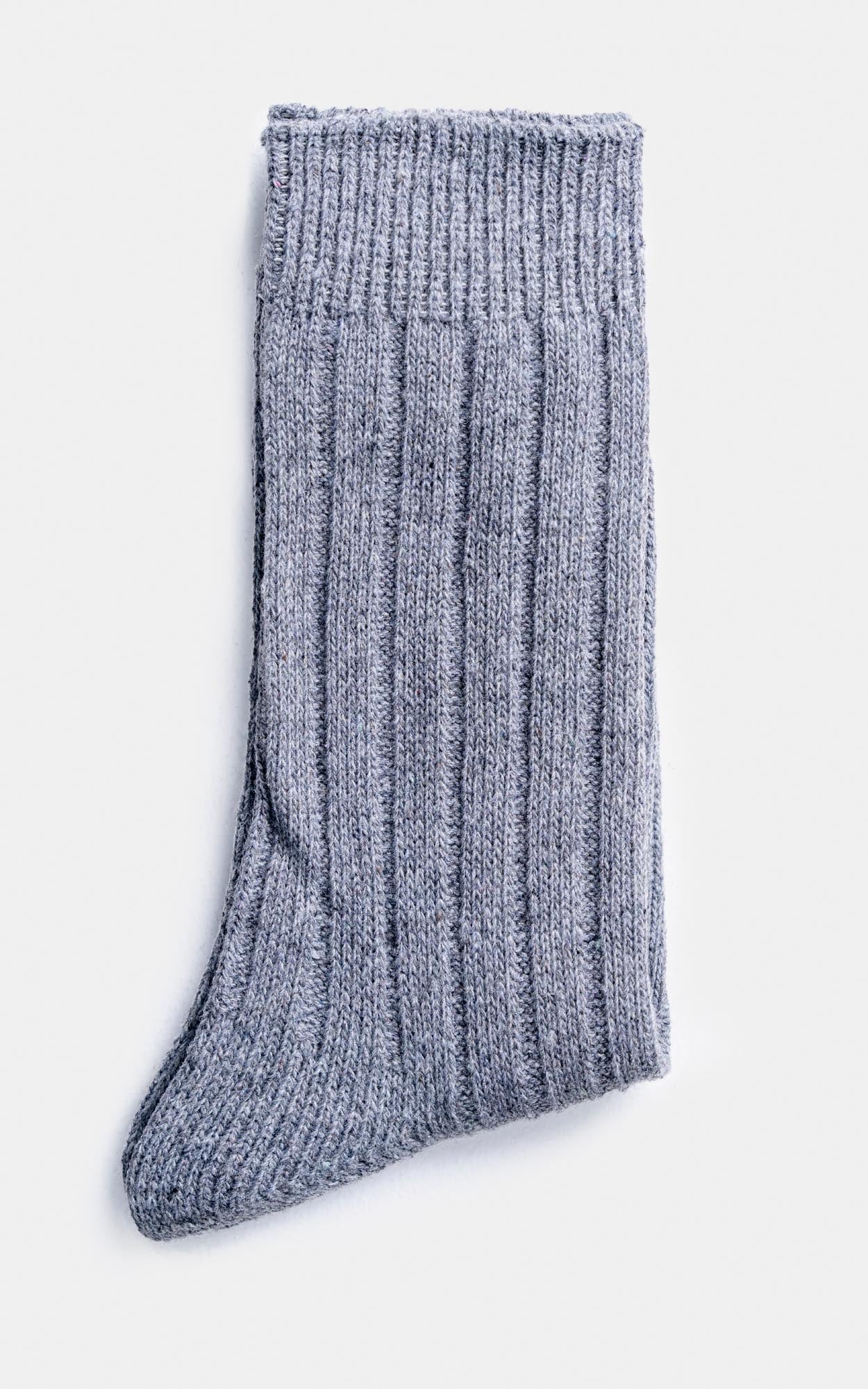 Ribbed Wool Blended Socks Grey
