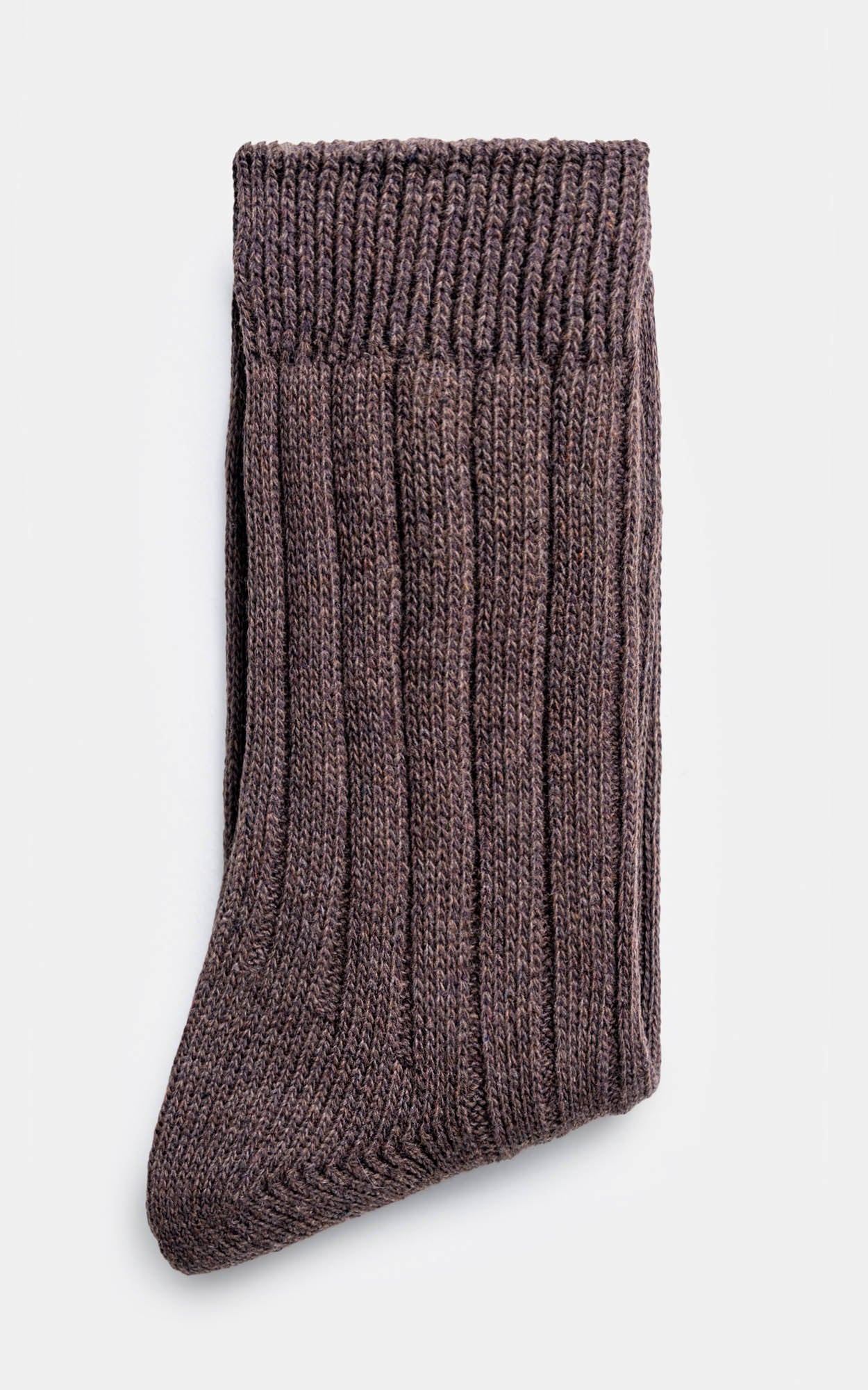 Ribbed Wool Blended Socks Brown