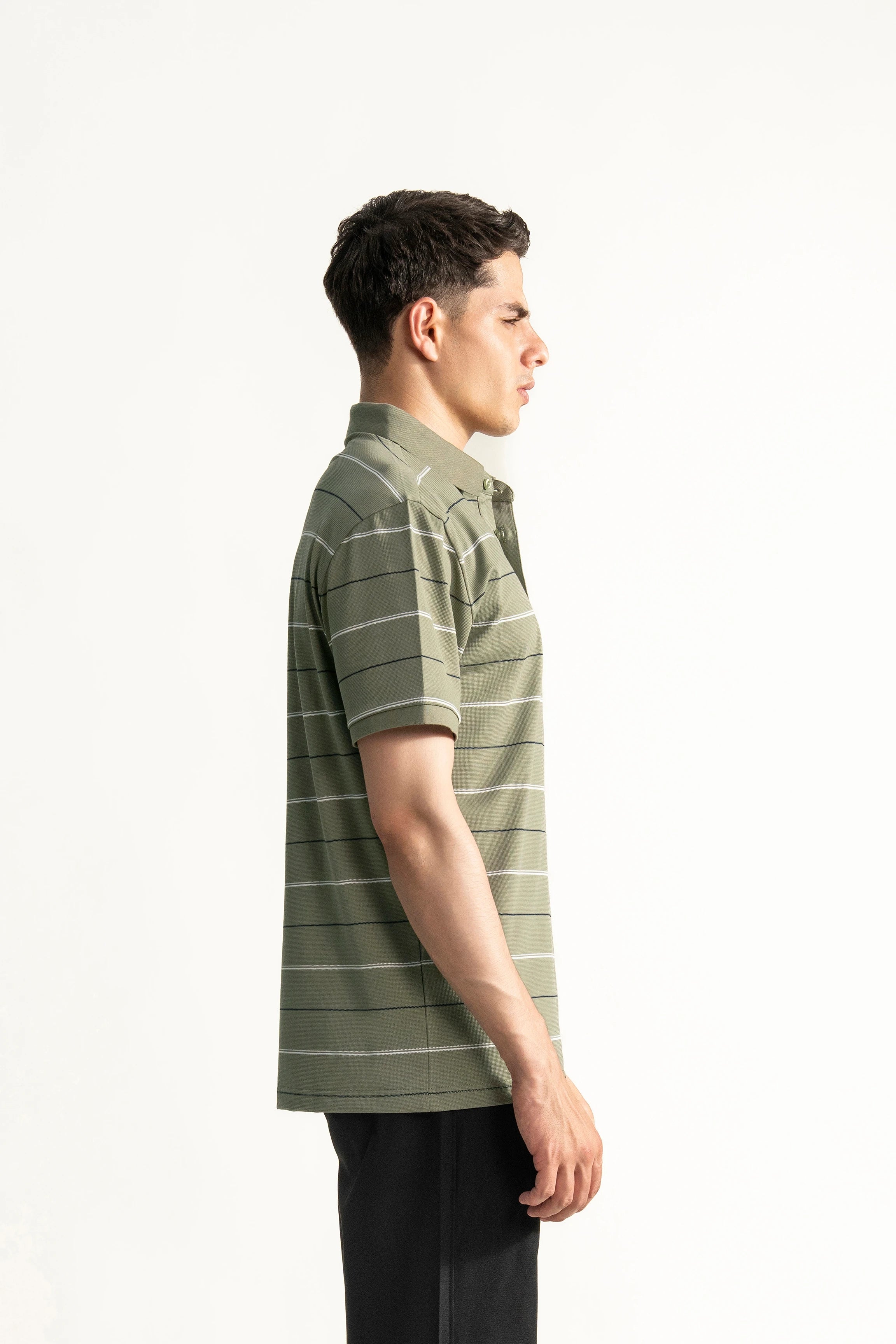 SMART FIT CLASSIC PREMIUM STRIPED POLO SHIRT LIGHT OLIVE