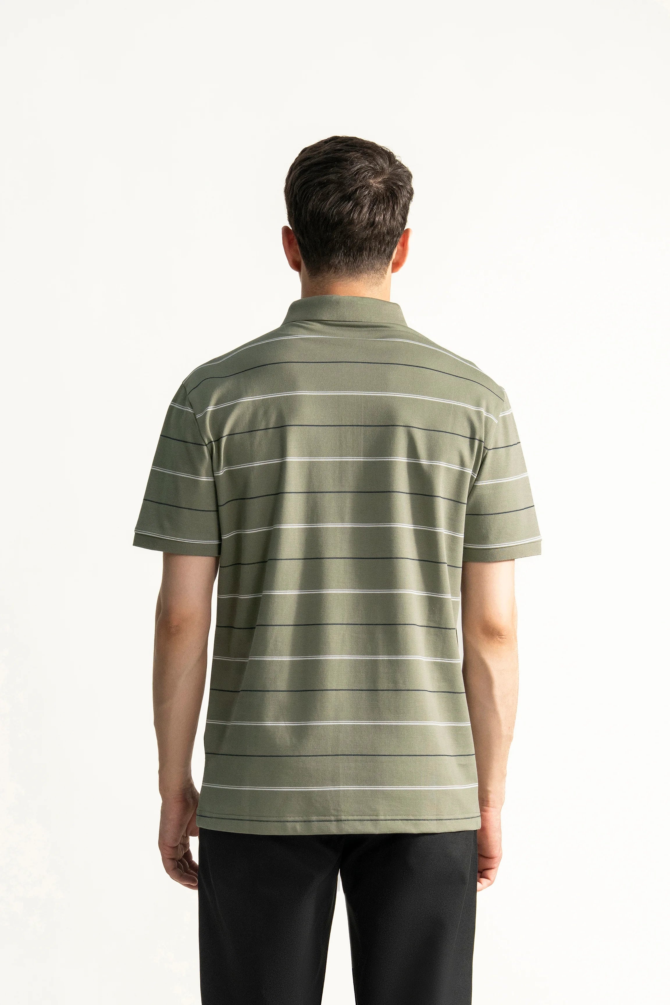SMART FIT CLASSIC PREMIUM STRIPED POLO SHIRT LIGHT OLIVE