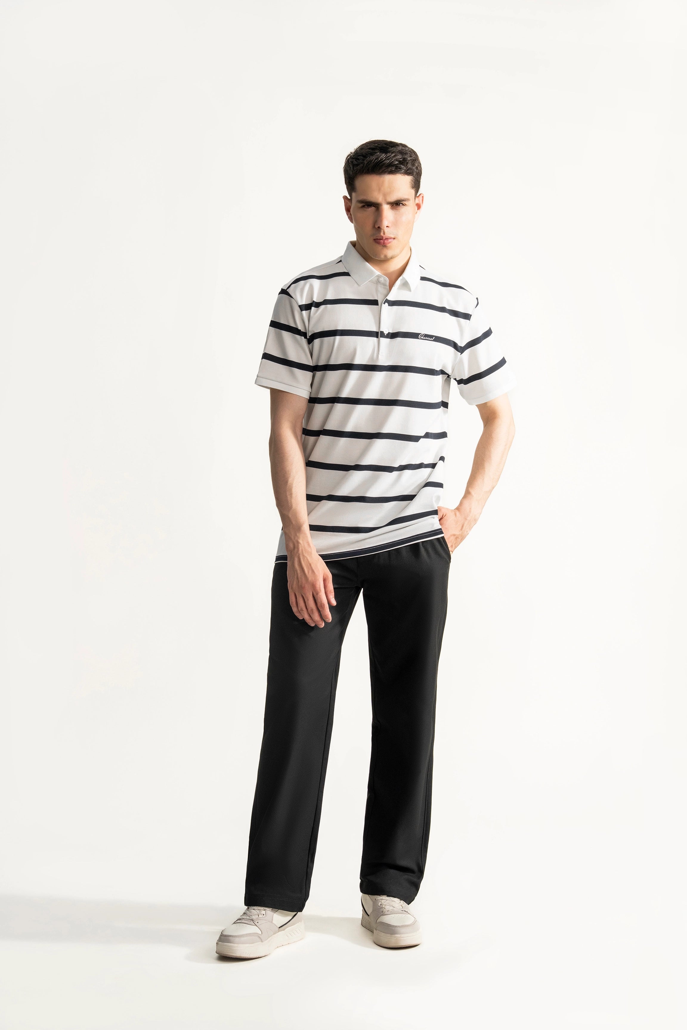 SMART FIT CLASSIC PREMIUM STRIPED POLO SHIRT WHITE