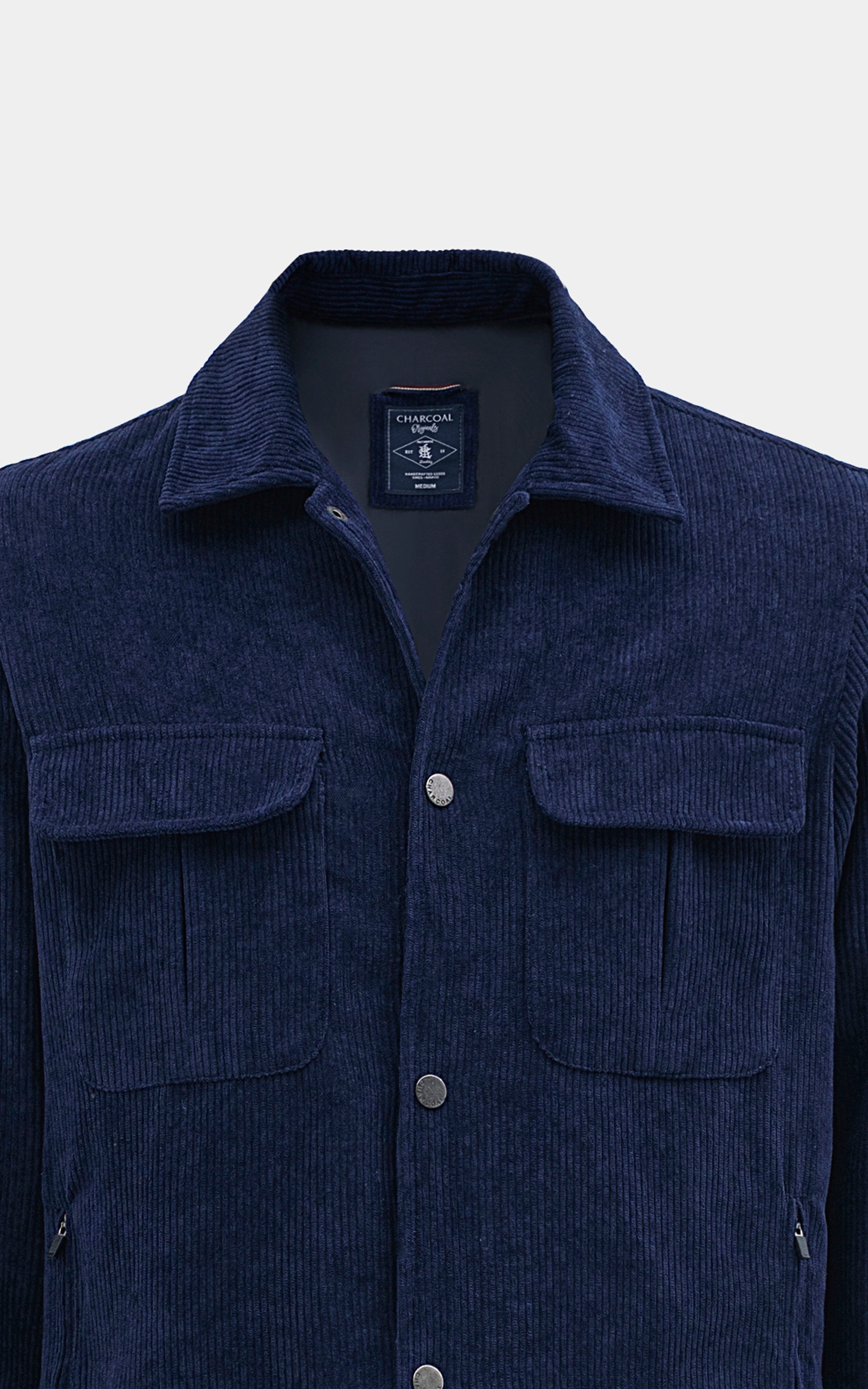 REGULAR FIT FULLSLEEVE CORDUROY JACKET NAVY