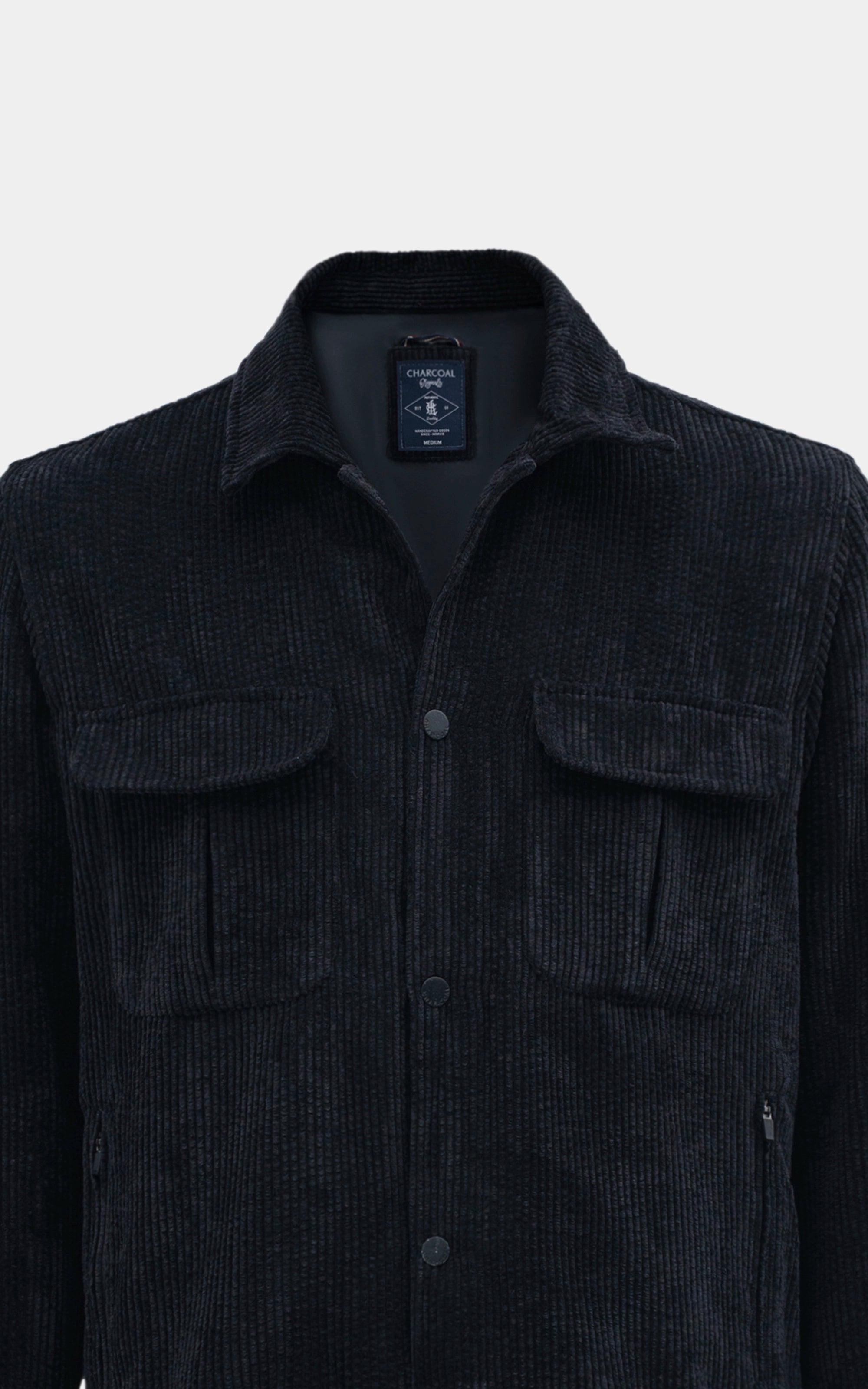 REGULAR FIT FULLSLEEVE CORDUROY JACKET BLACK