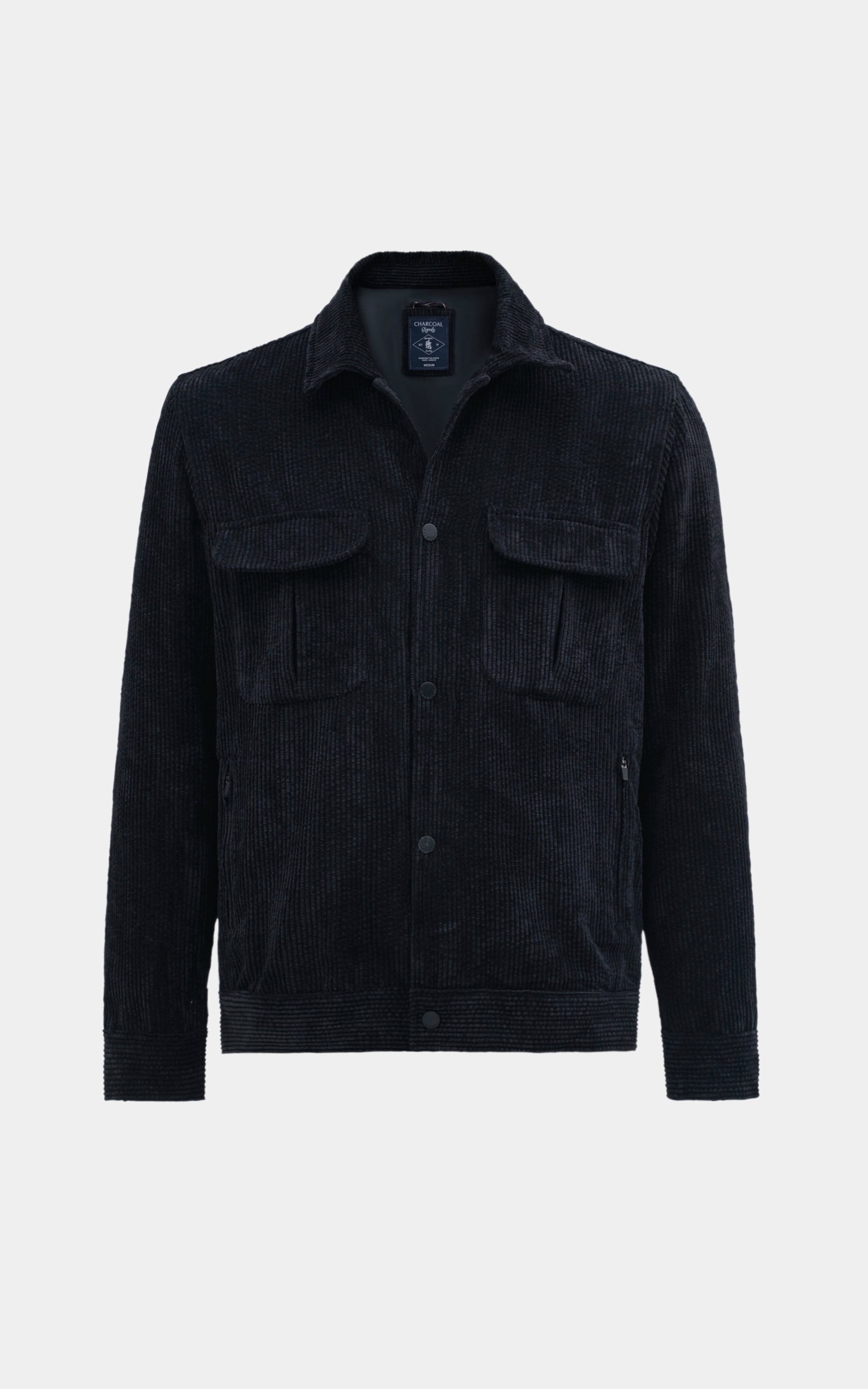 REGULAR FIT FULLSLEEVE CORDUROY JACKET BLACK