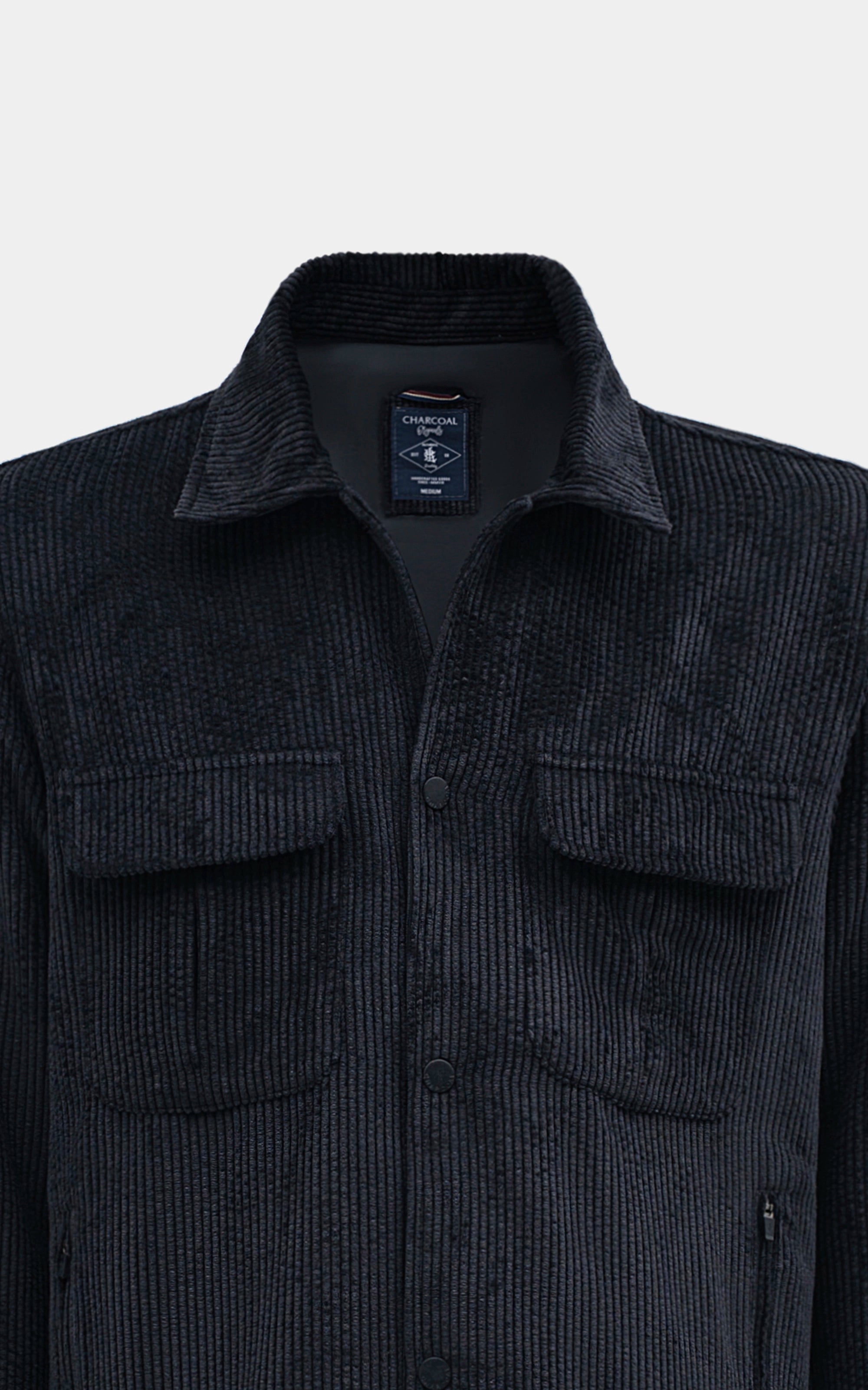 REGULAR FIT FULLSLEEVE CORDUROY JACKET BLACK