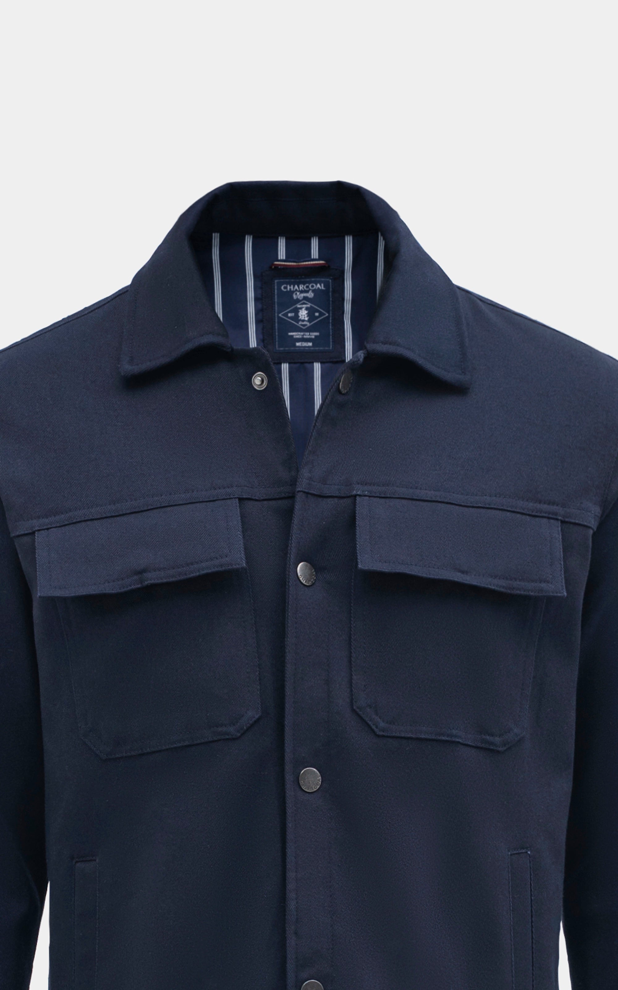 REGULAR FIT FULLSLEEVE CAUSAL JACKET NAVY