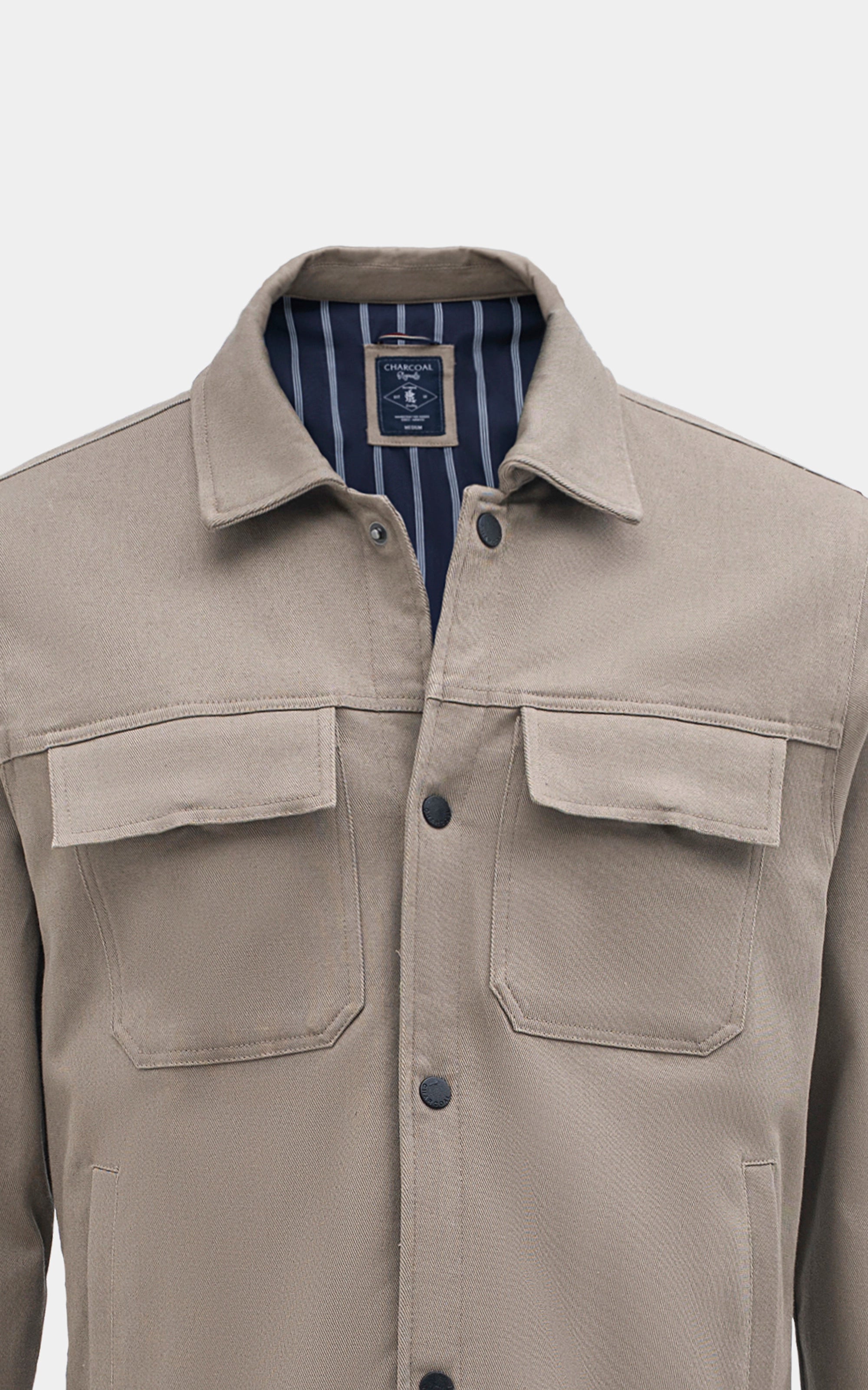 REGULAR FIT FULLSLEEVE CAUSAL JACKET KHAKI