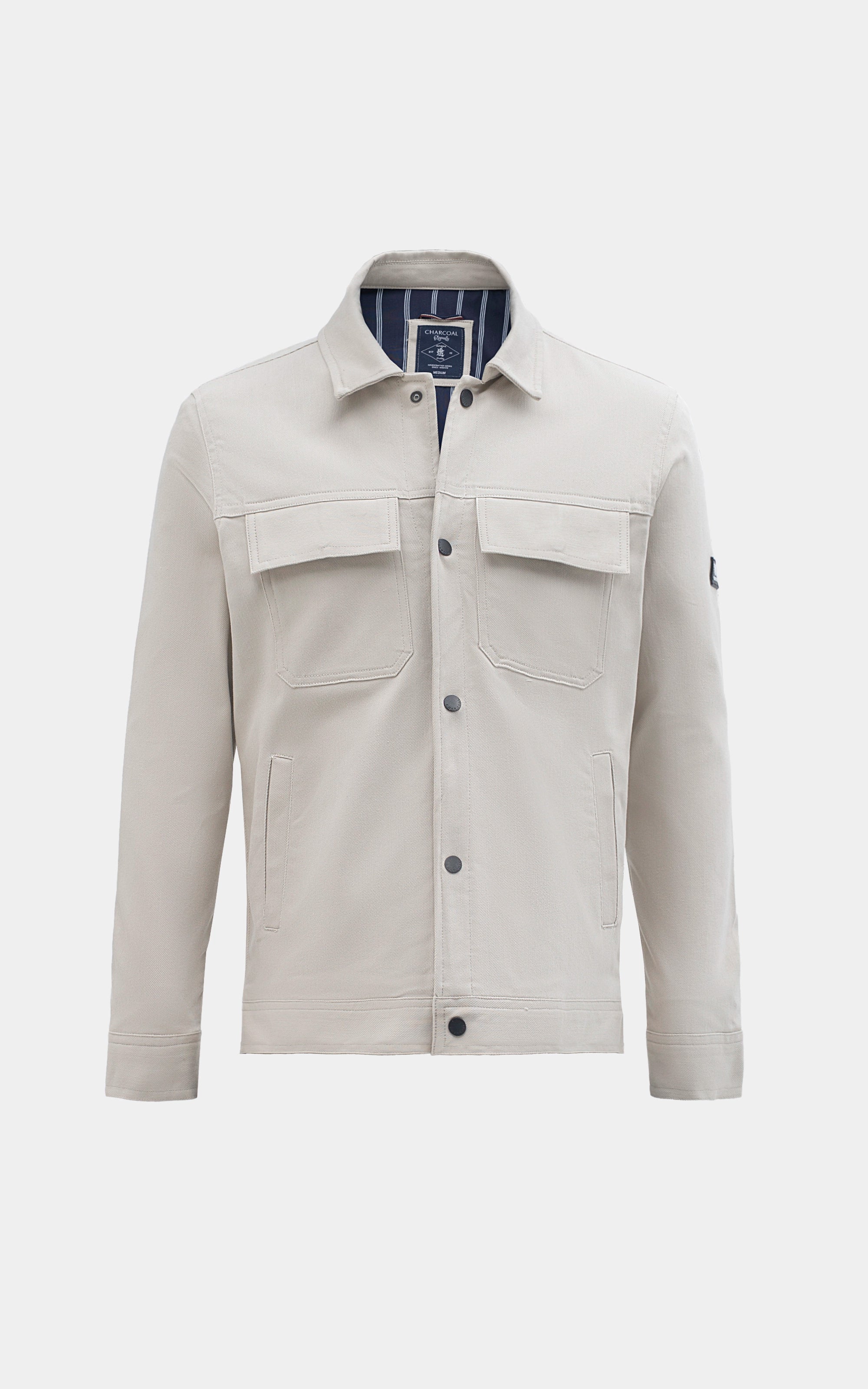REGULAR FIT FULLSLEEVE CAUSAL JACKET BEIGE
