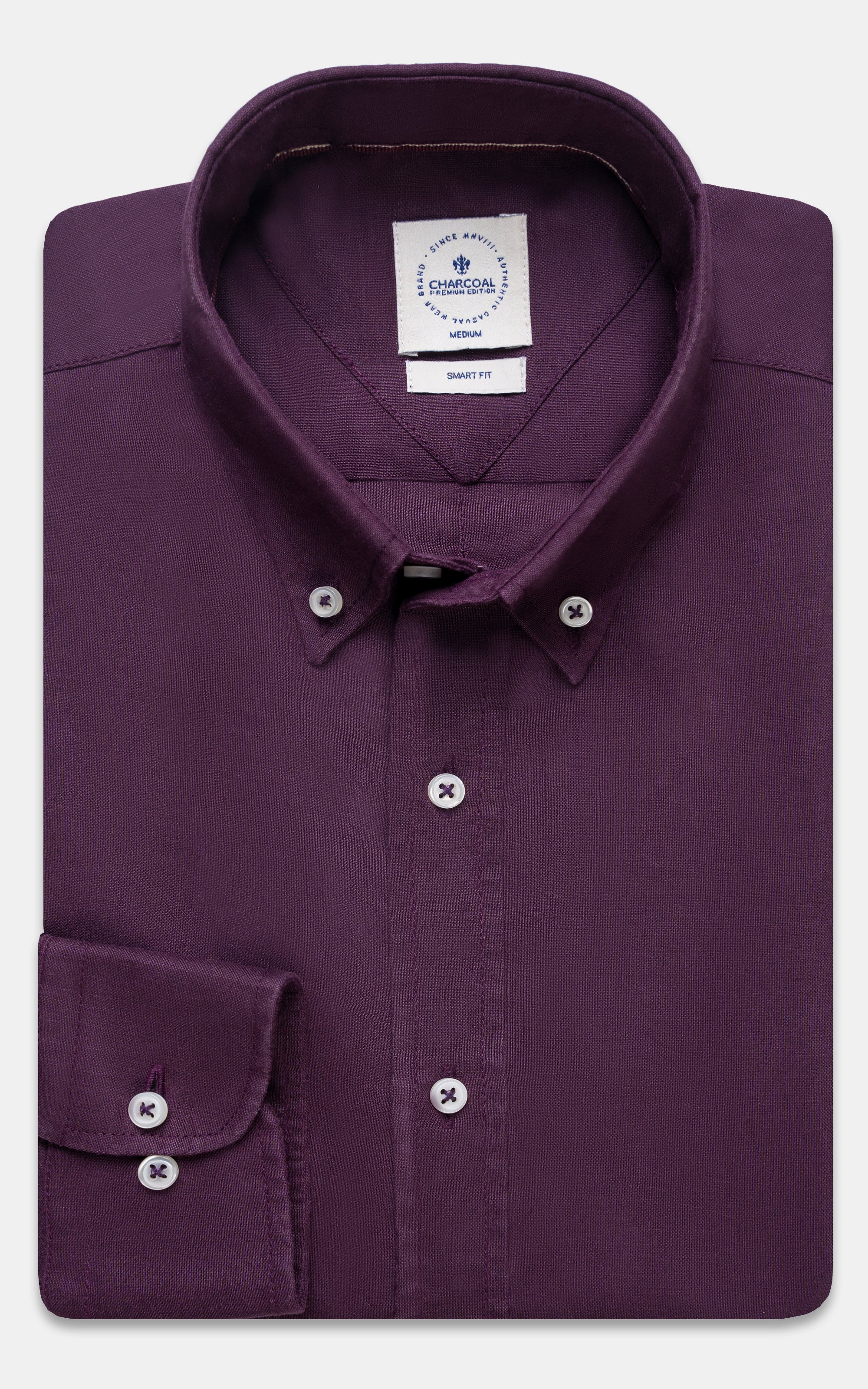 LINEN SMART SHIRT BURGUNDY