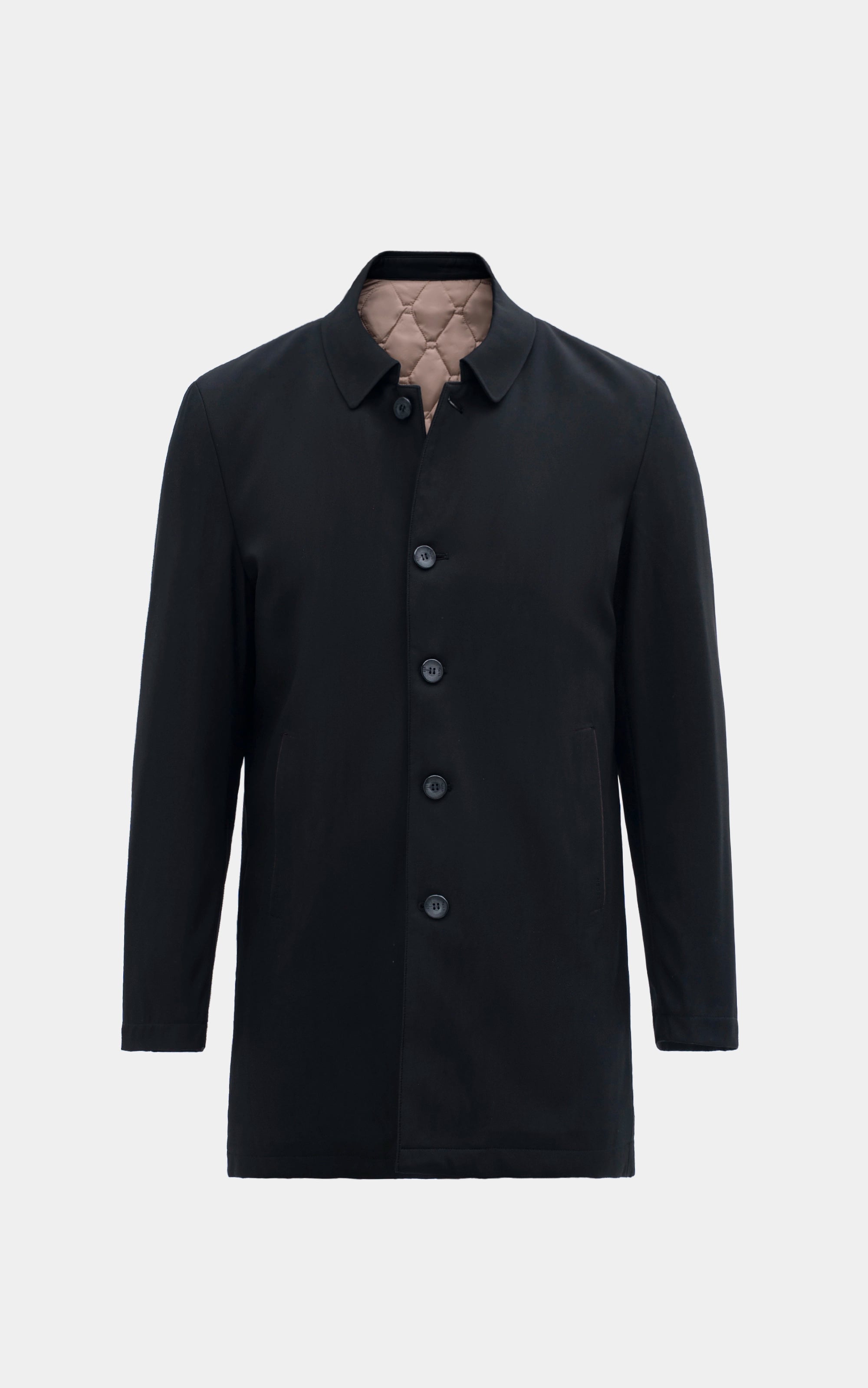 REGULAR FIT FULLSLEEVE LONG JACKET BLACK