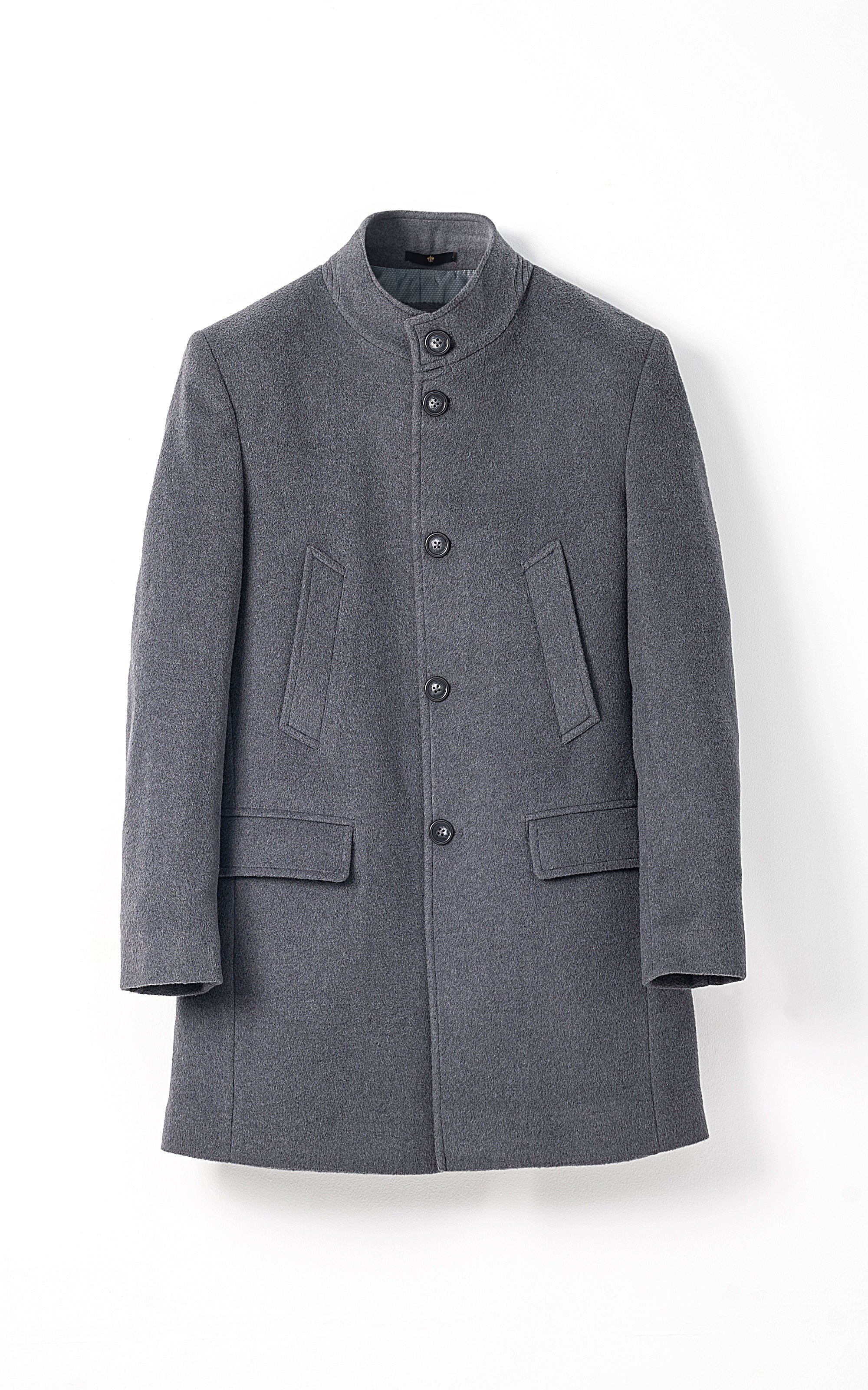 WOOLEN LONG COAT DARK GREY