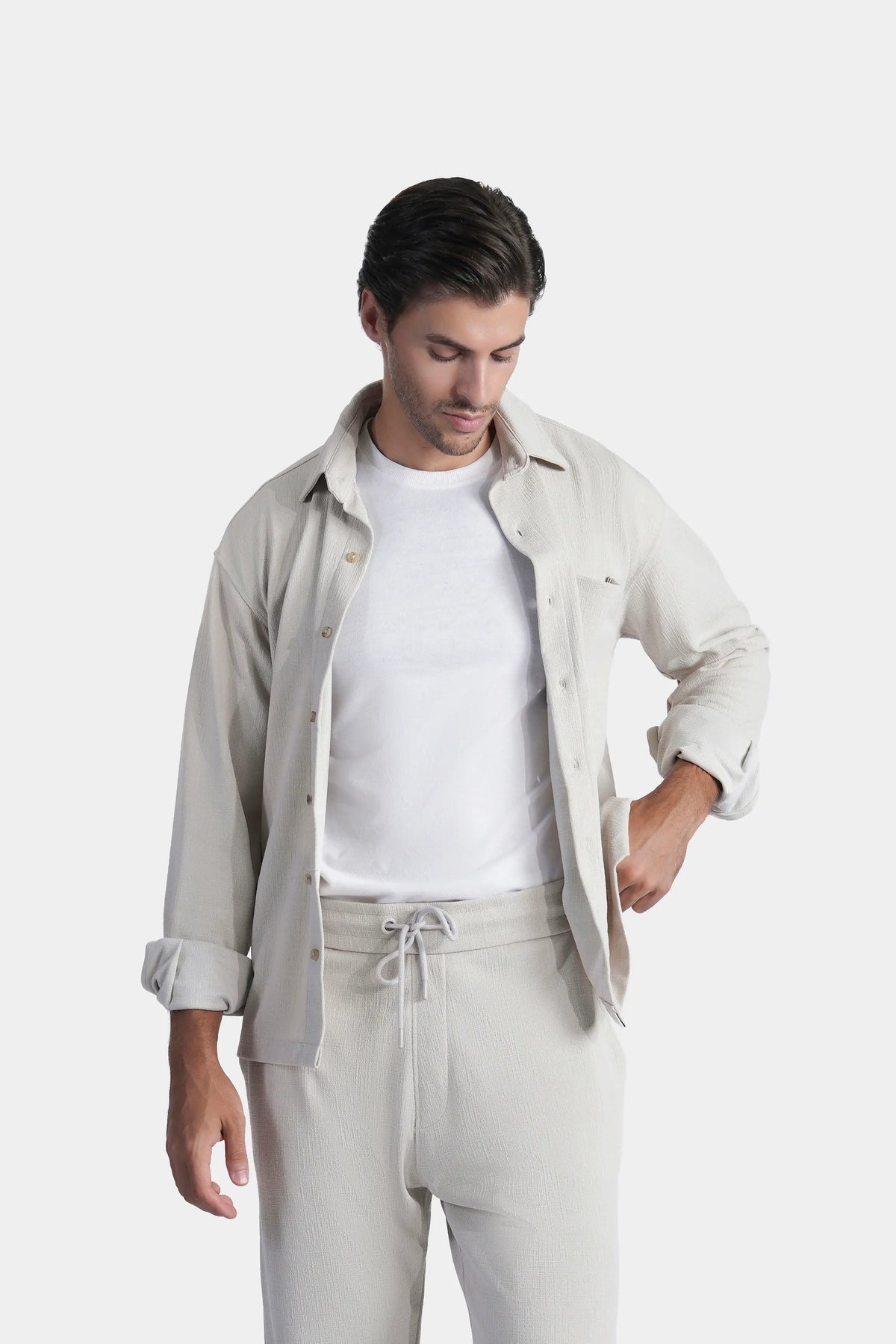 CASUAL SHIRT OVERSIZE FIT STONE